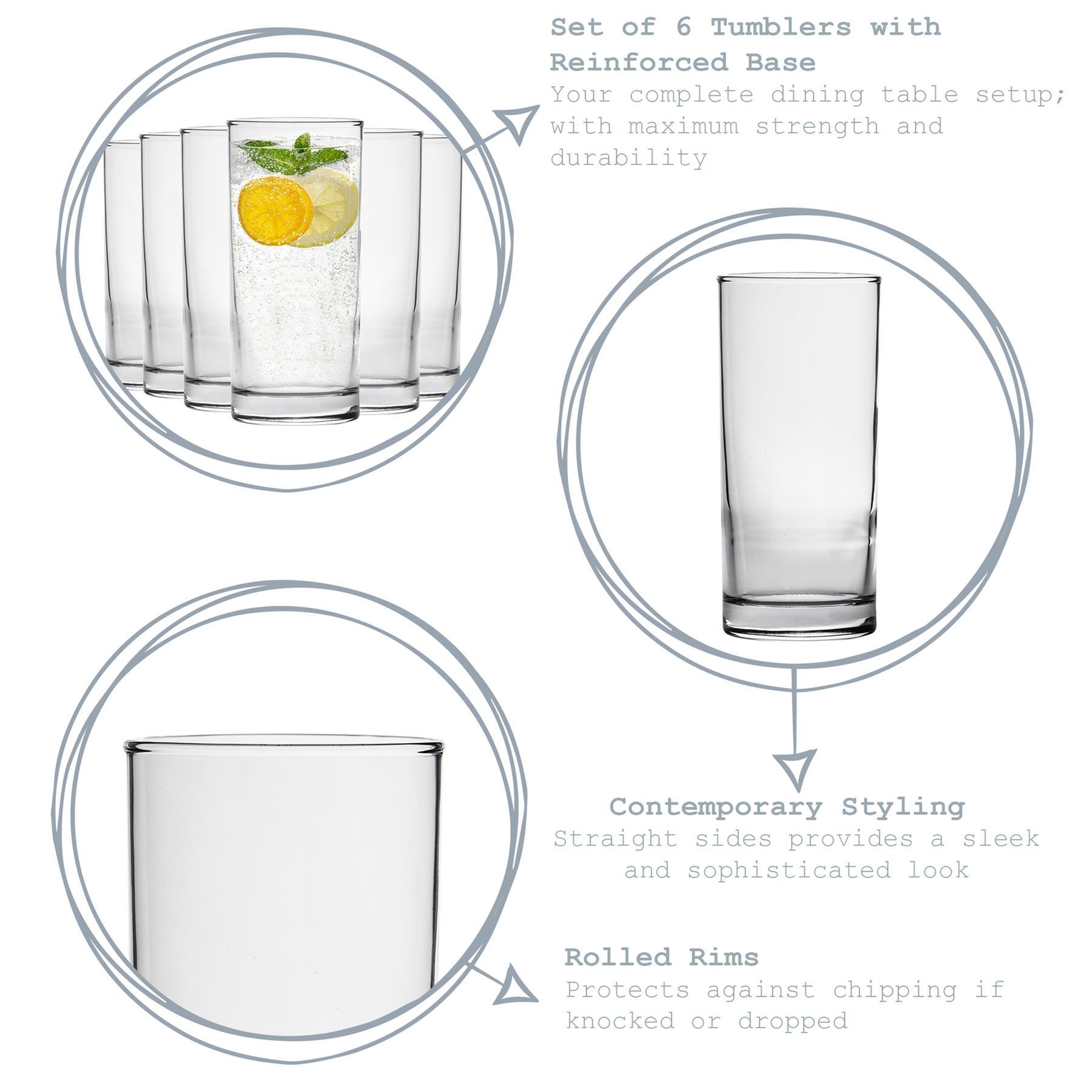 285ml Clear Classic Highball Glasses - Pack of Six