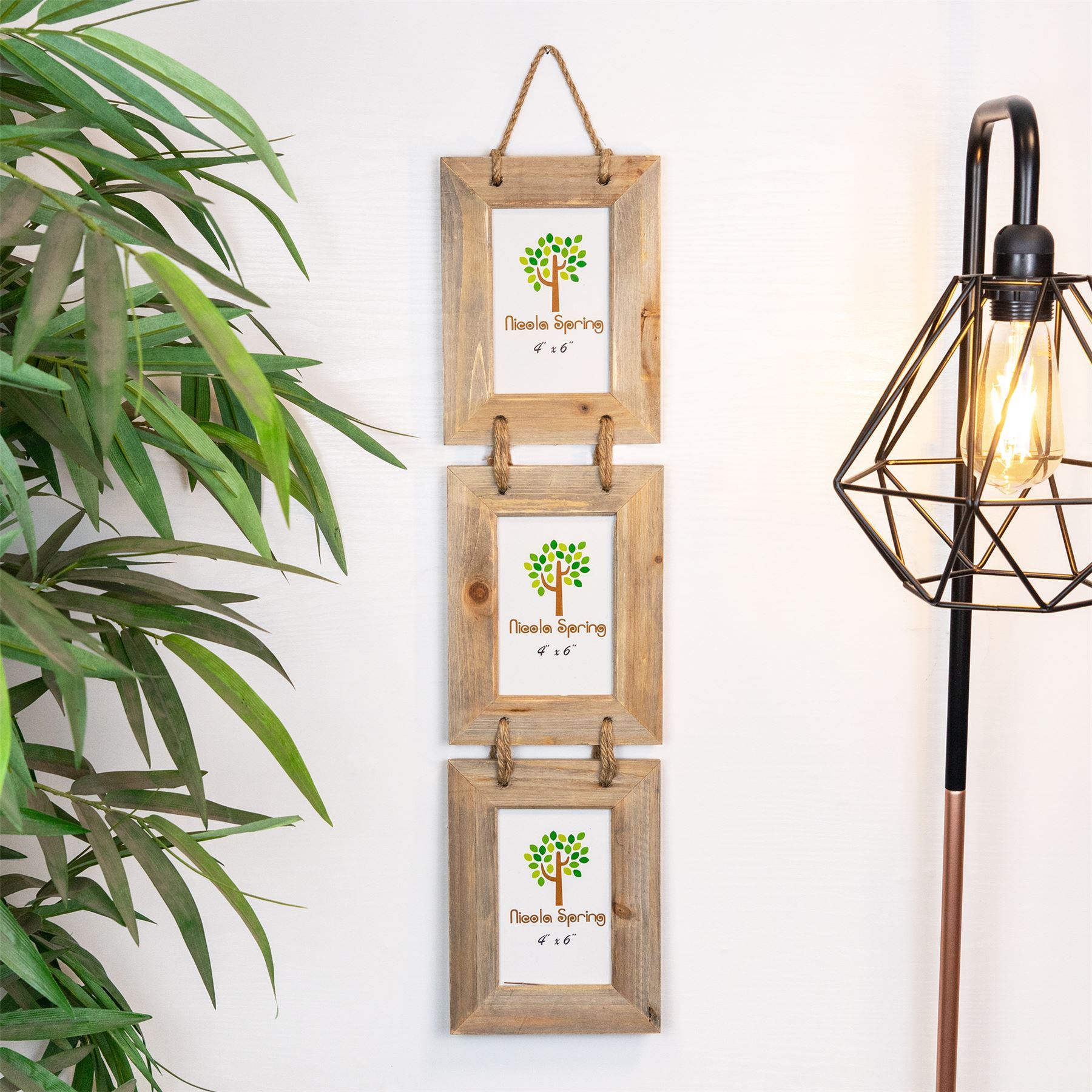 4" x 6" Wooden Hanging Triple Photo Frame