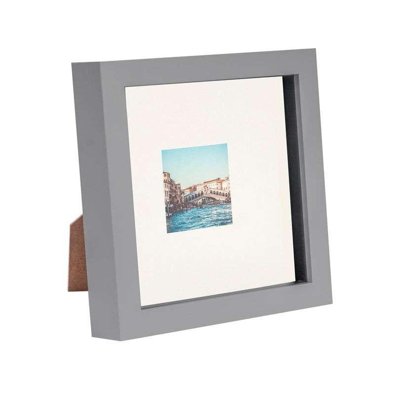 Grey 6" x 6" 3D Box Photo Frame with 2" x 2" Mount - By Nicola Spring