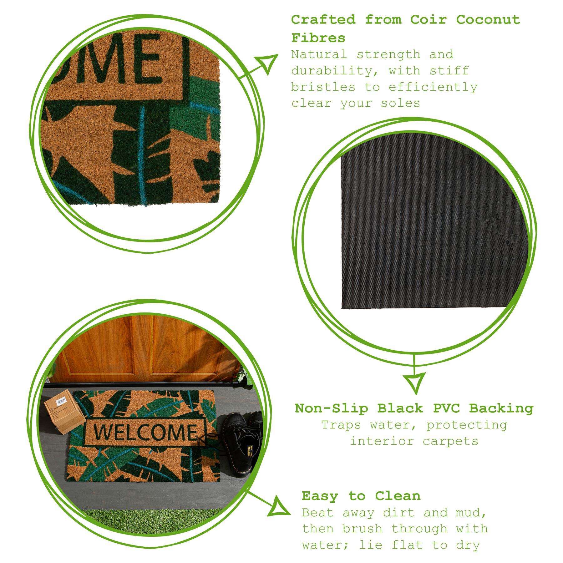 60cm x 40cm Banana Leaf Welcome Coir Door Mat