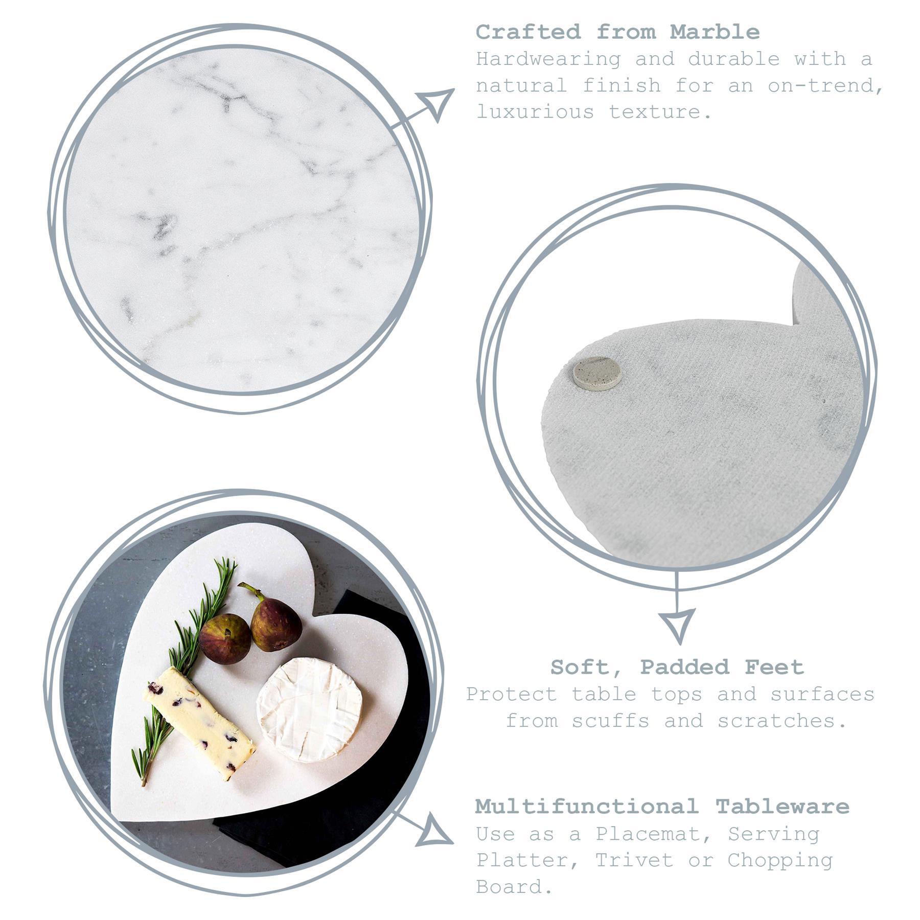27cm x 25cm White Heart Marble Chopping Board