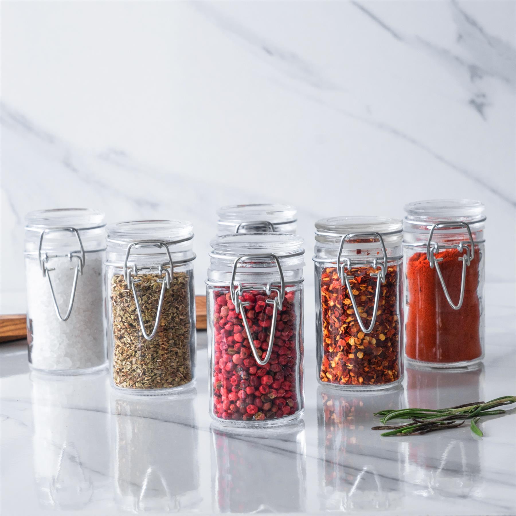 70ml Air tight Classic Glass Storage / Spice Jar + Four Free Coloured Seals
