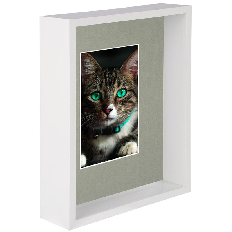 8" x 10" White 3D Deep Box Photo Frame - with 4" x 6" Mount - By Nicola Spring