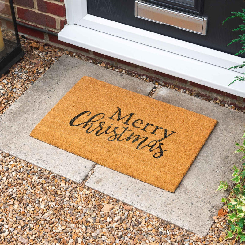 60cm x 40cm Merry Christmas Coir Door Mat - By Nicola Spring