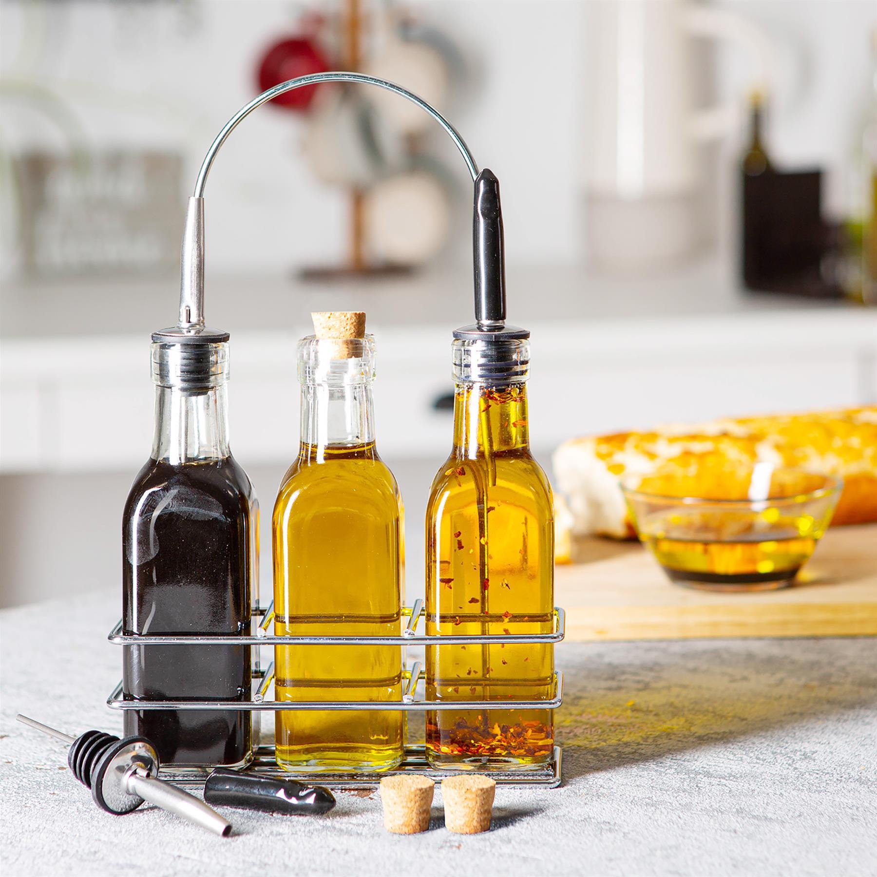 170ml Glass Olive Oil Pourer Bottles with Stand
