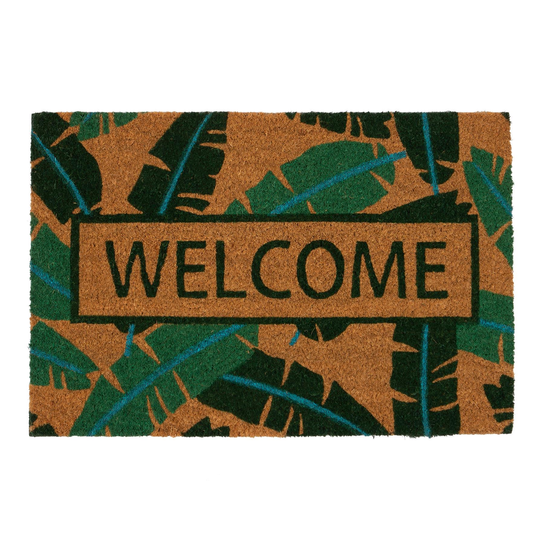 60cm x 40cm Banana Leaf Welcome Coir Door Mat