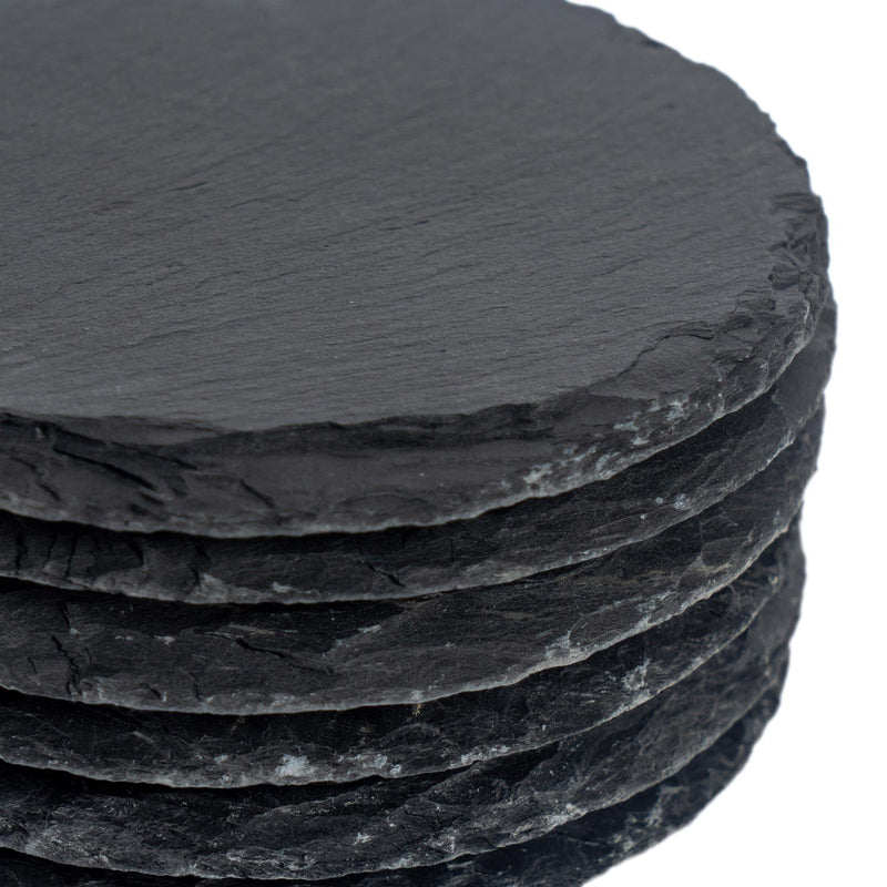 Round Slate Coasters - Pack of 6 - By Argon Tableware