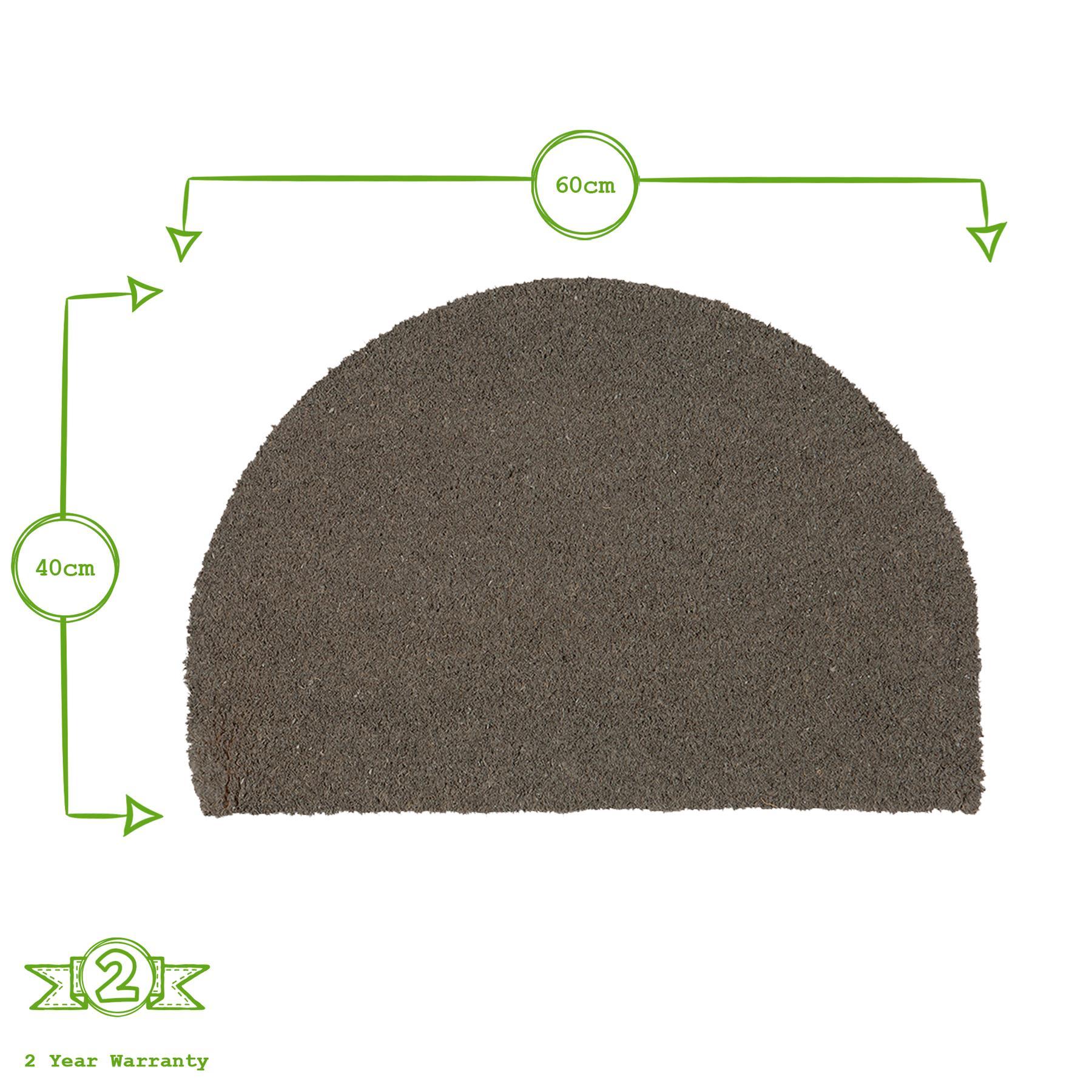 60cm x 40cm Grey Coir Half Moon Door Mat