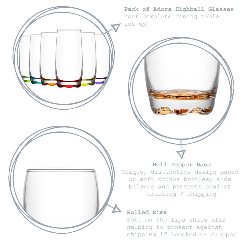 390ml Adora Highball Glasses - Pack of Six - By LAV