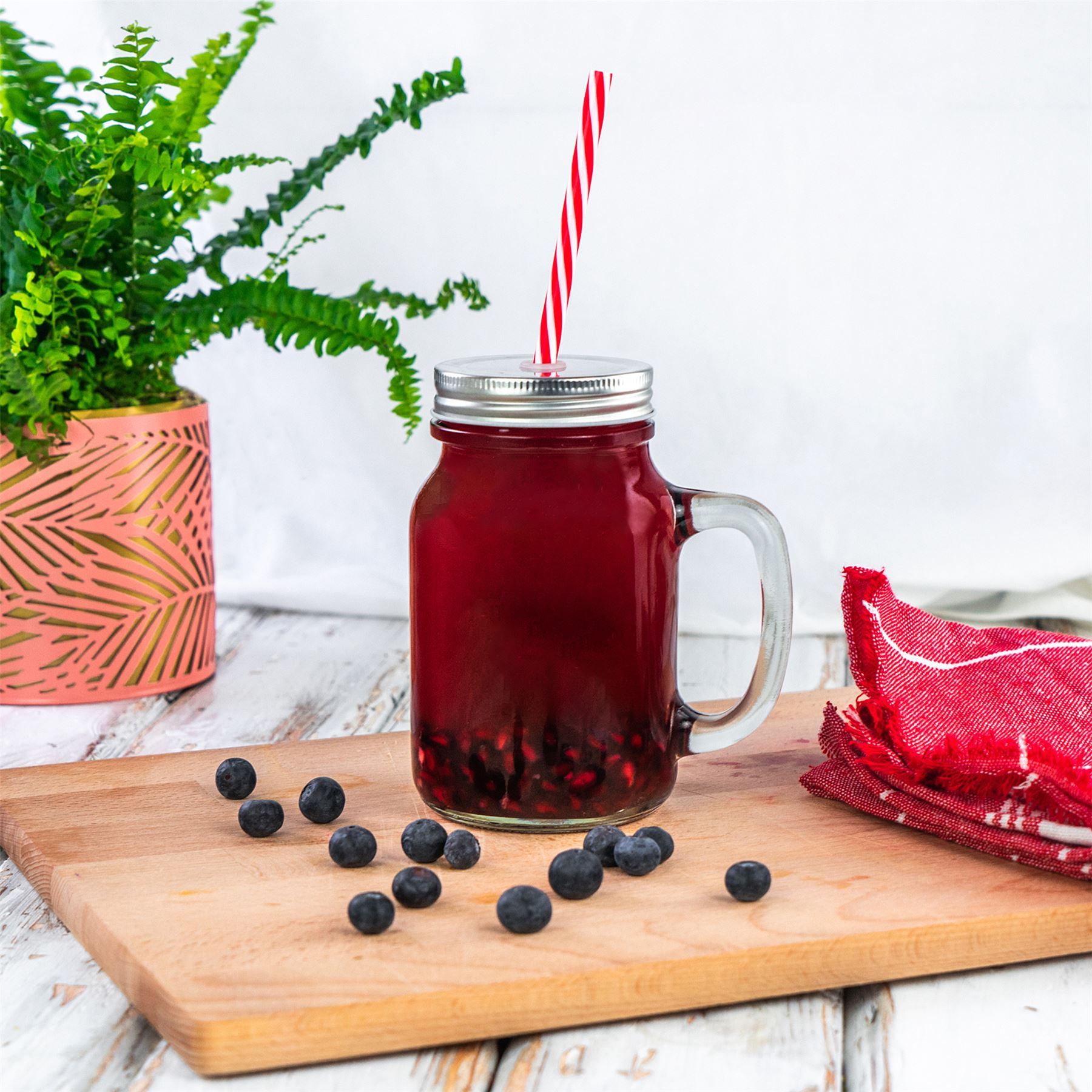 620ml Mason Drinking Jar Glasses with Straws - Pack of Four