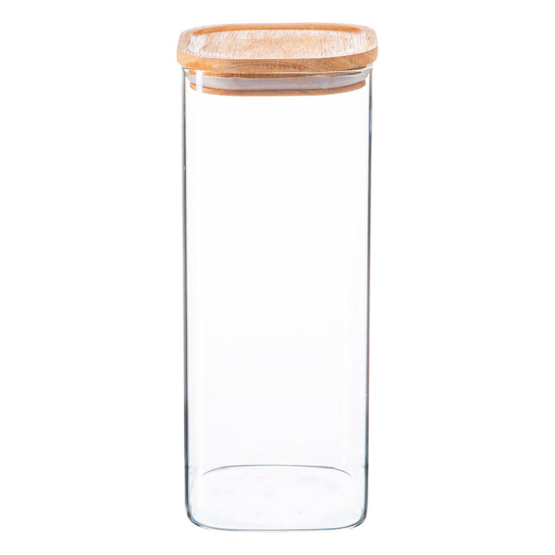 1.9L Square Glass Storage Jar with Wooden Lid - By Argon Tableware