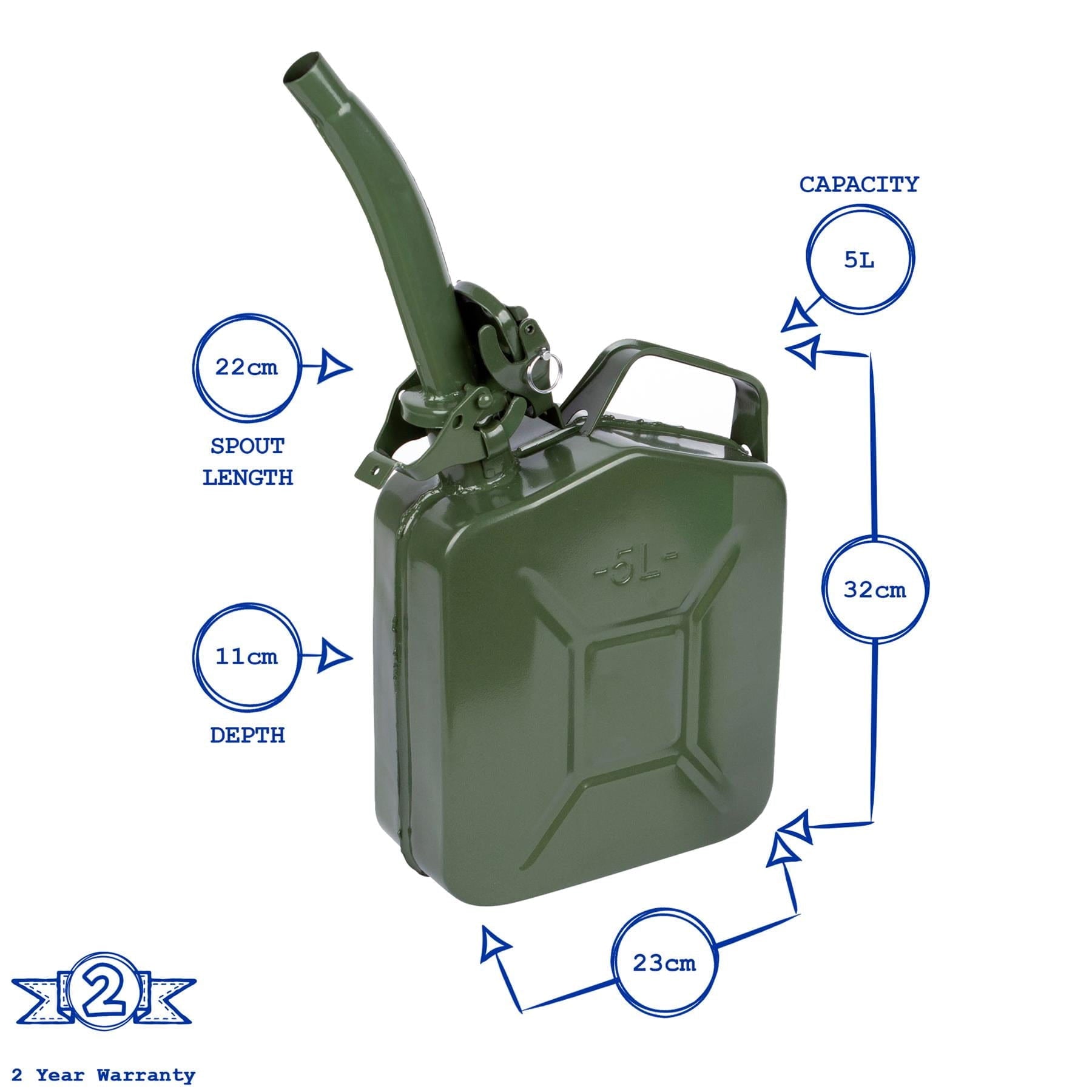 5L Steel Jerry Can with Spout