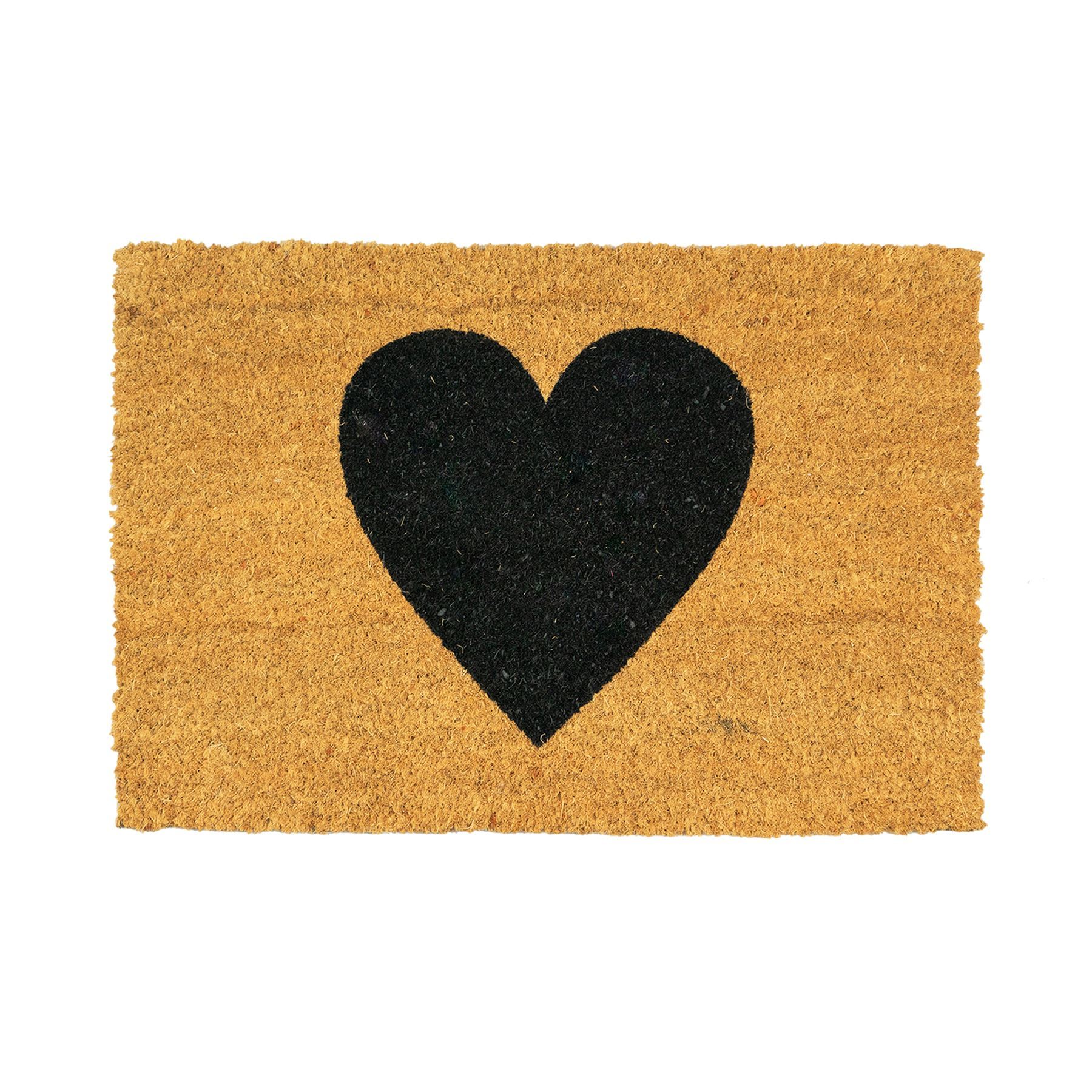 60cm x 40cm Black Heart Coir Door Mat