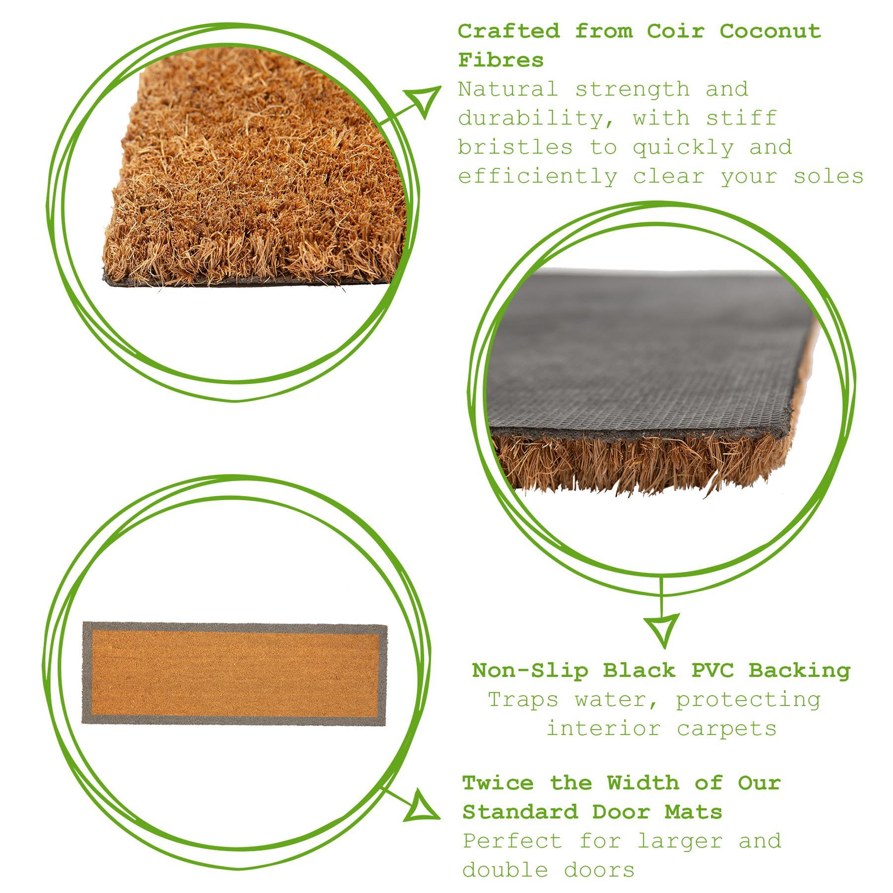 120cm x 40cm Grey Border Coir Double Door Mat