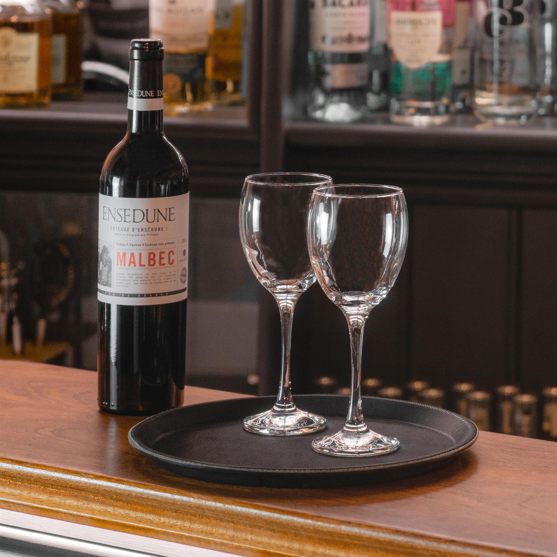 27.5cm Black Round Plastic Non-Slip Serving Tray