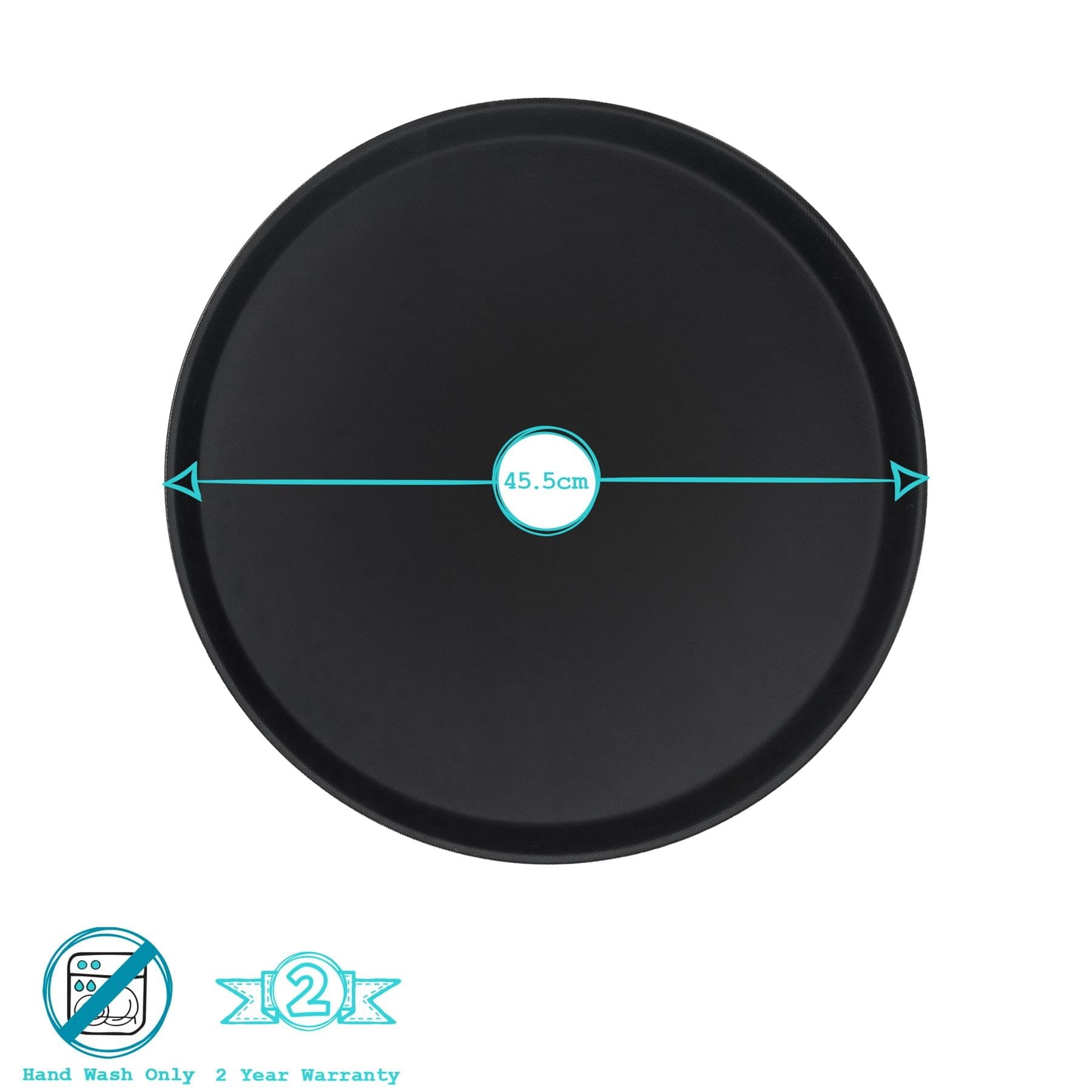 Black 45.5cm Round Non-Slip Serving Tray