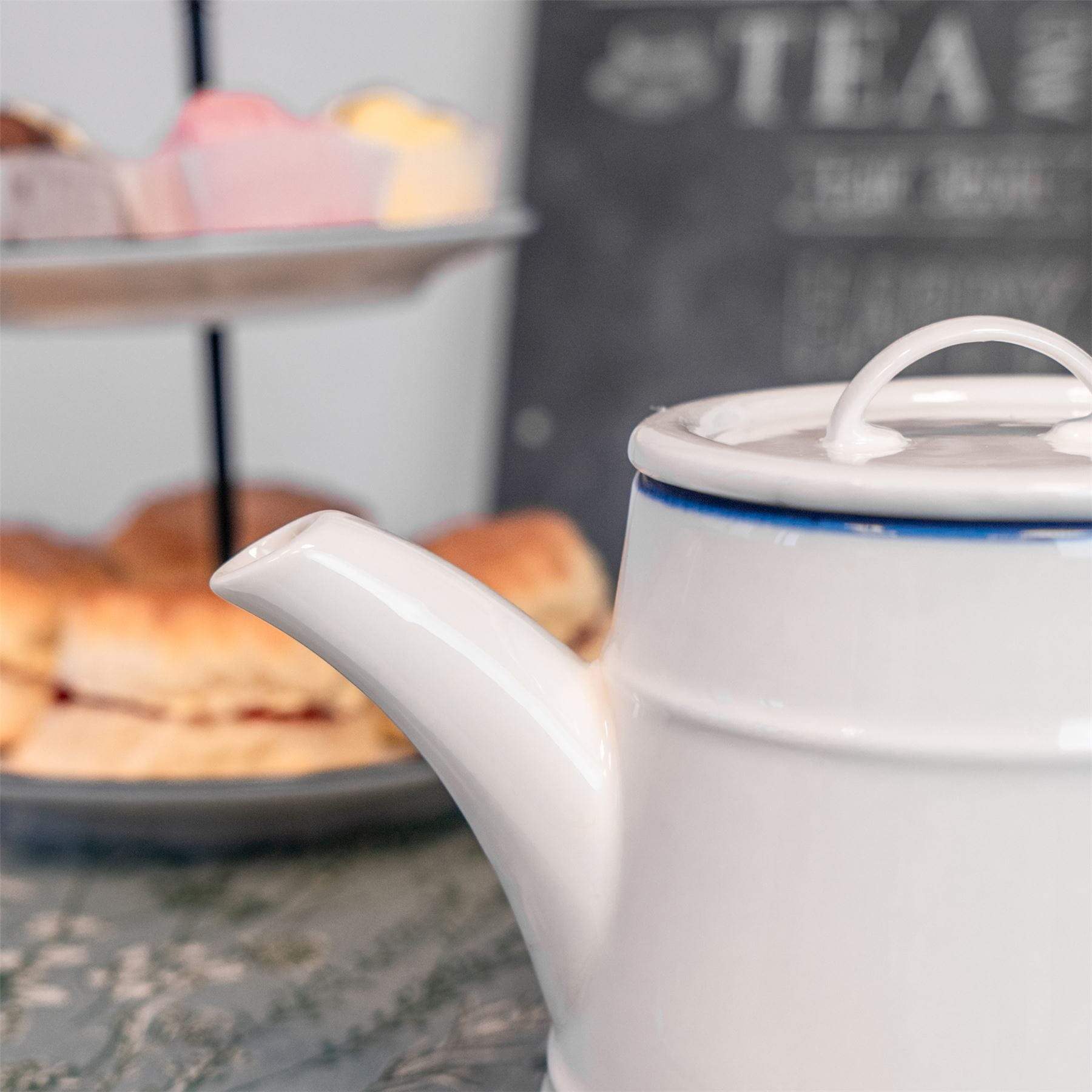 5pc Rustic White Tea for Two Set