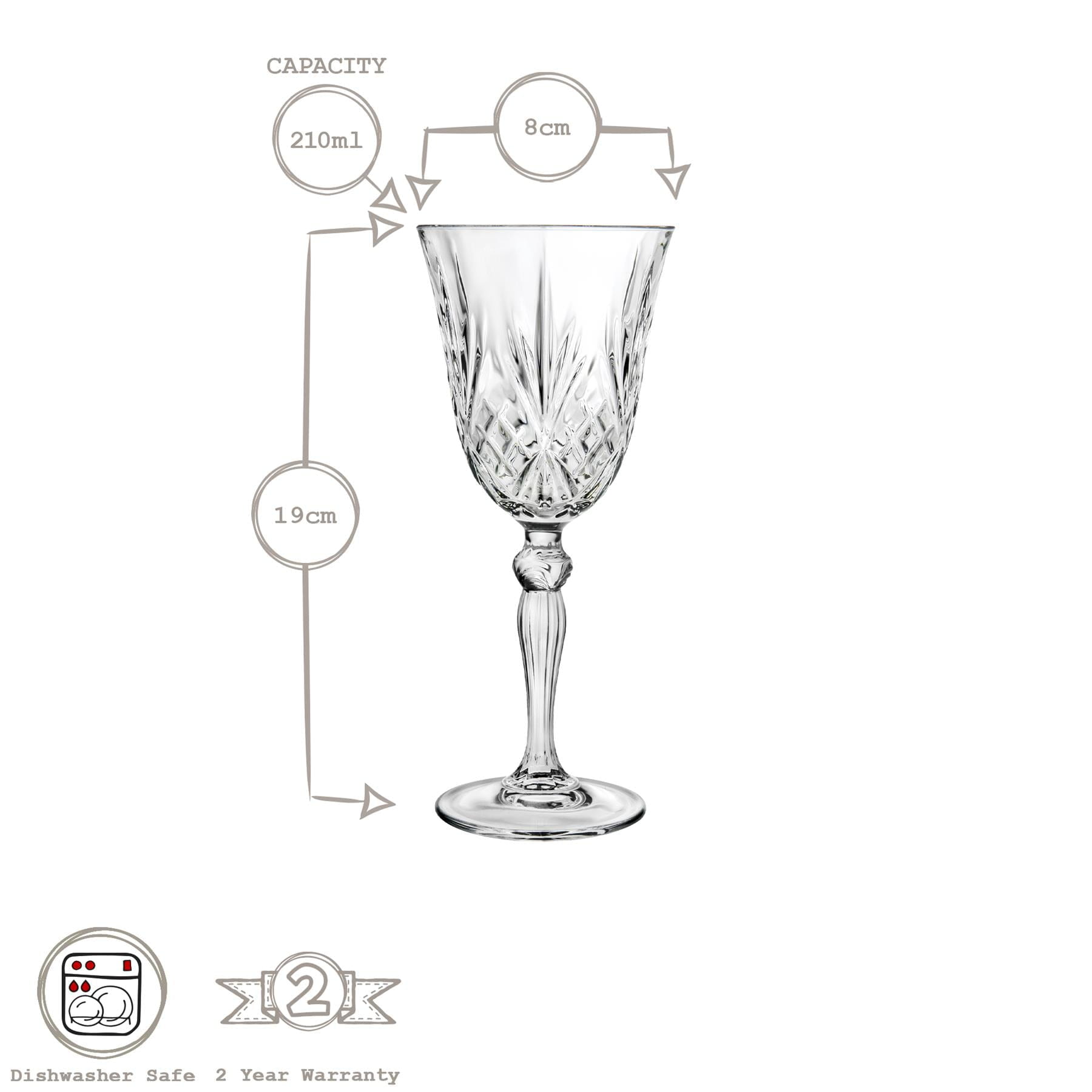 210ml Crystal White Wine Glasses - Pack of Six