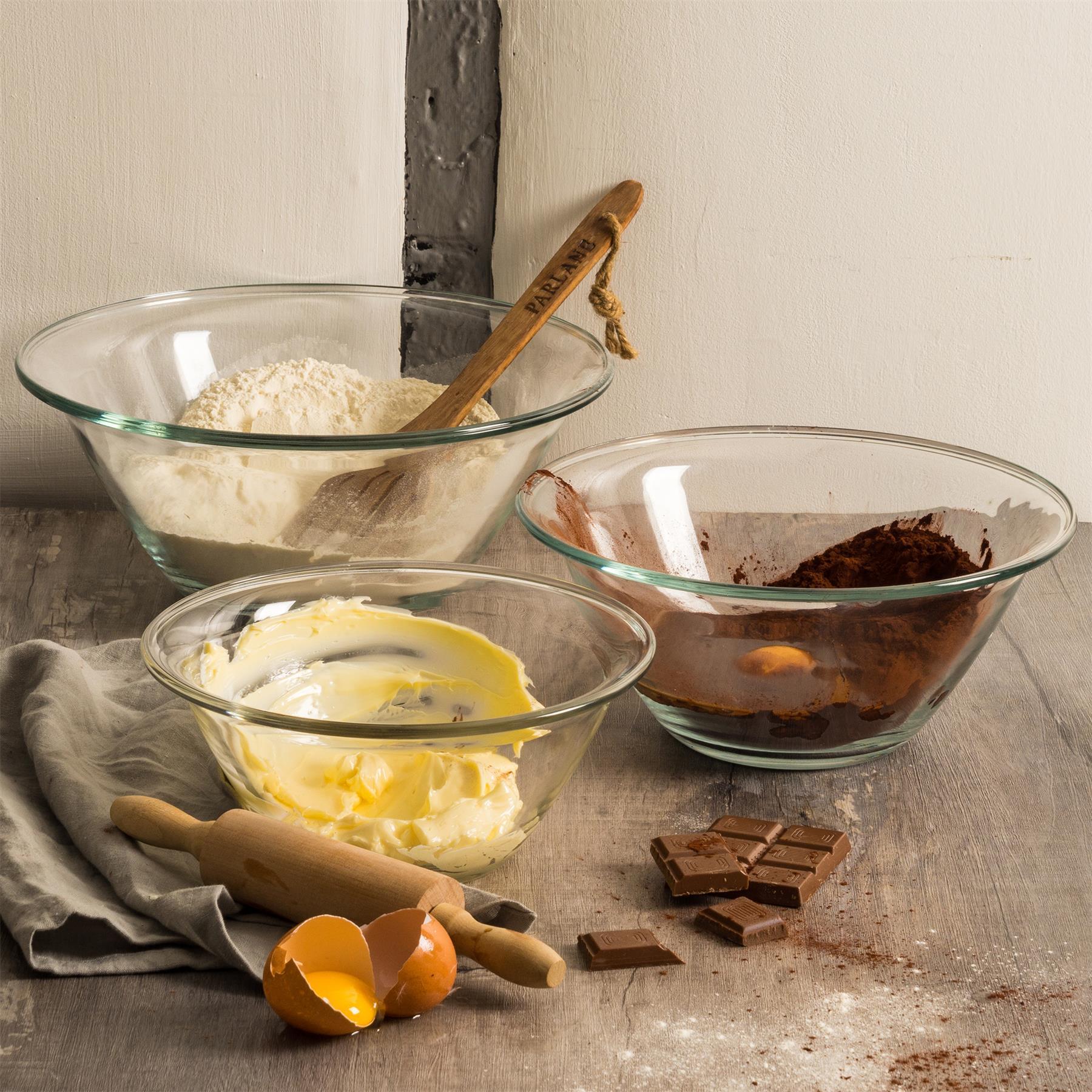 1.5L Clear Mr Chef Glass Nesting Mixing Bowl