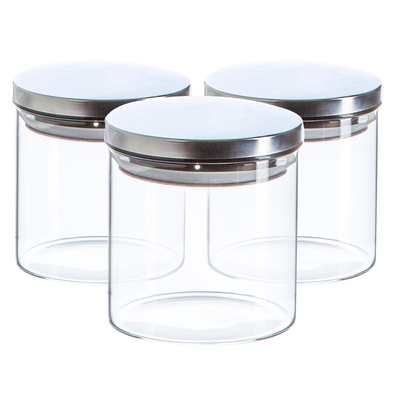 550ml Scandi Storage Jars with Metallic Lids - Pack of Three - By Argon Tableware