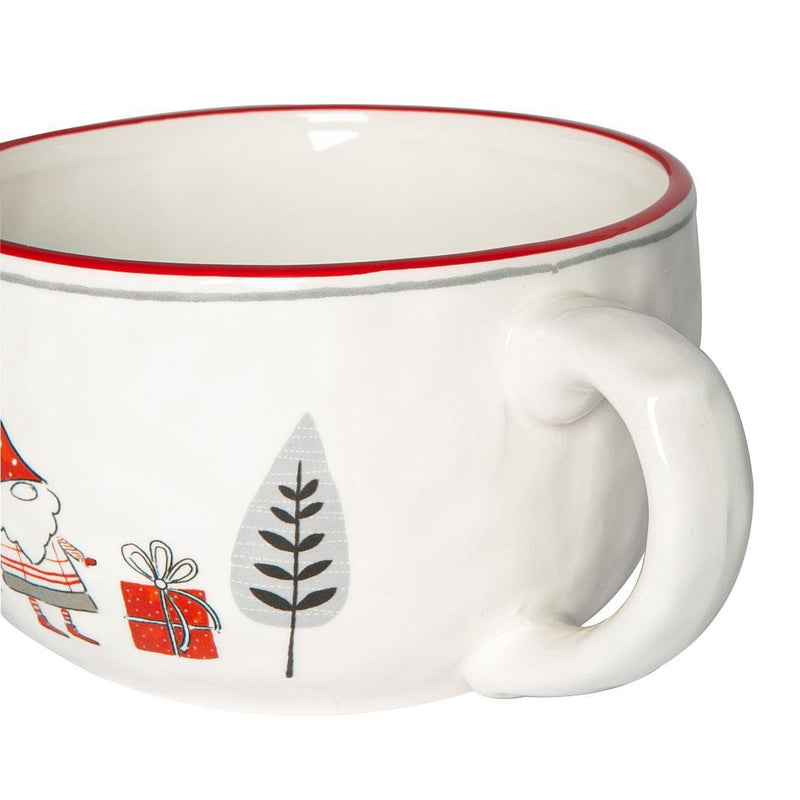 500ml Patchwork Christmas Porcelain Cappuccino Cups - Pack of Two - By Nicola Spring
