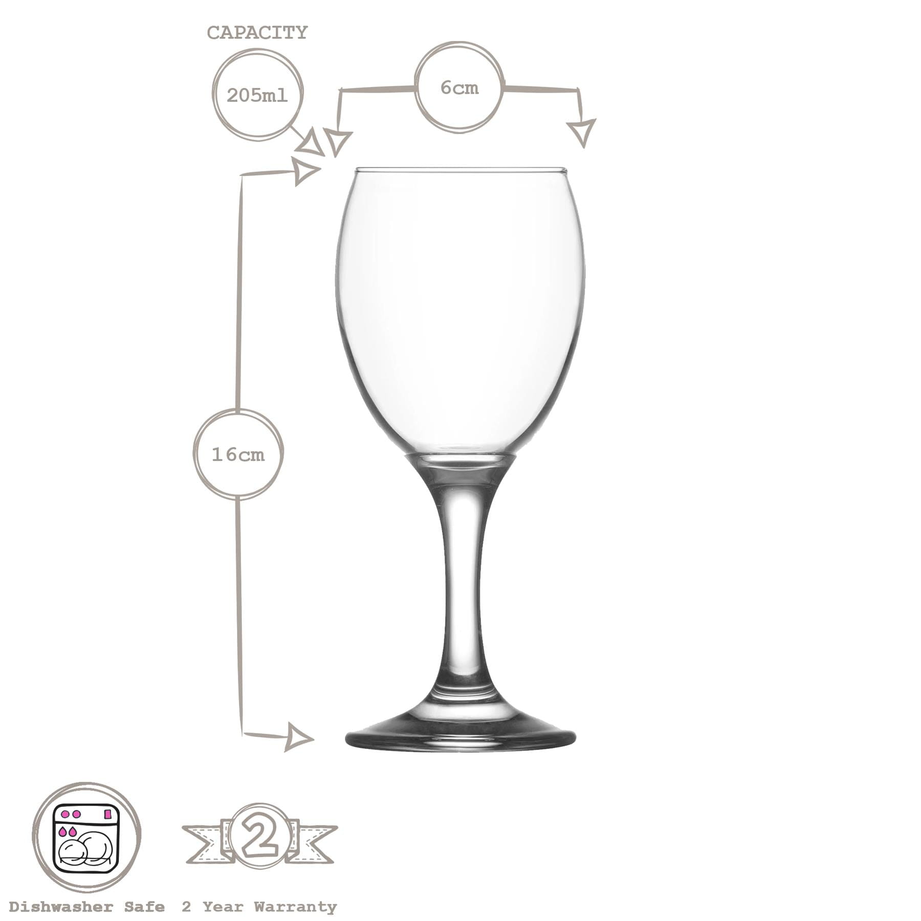 205ml Empire White Wine Glasses - Pack of Six