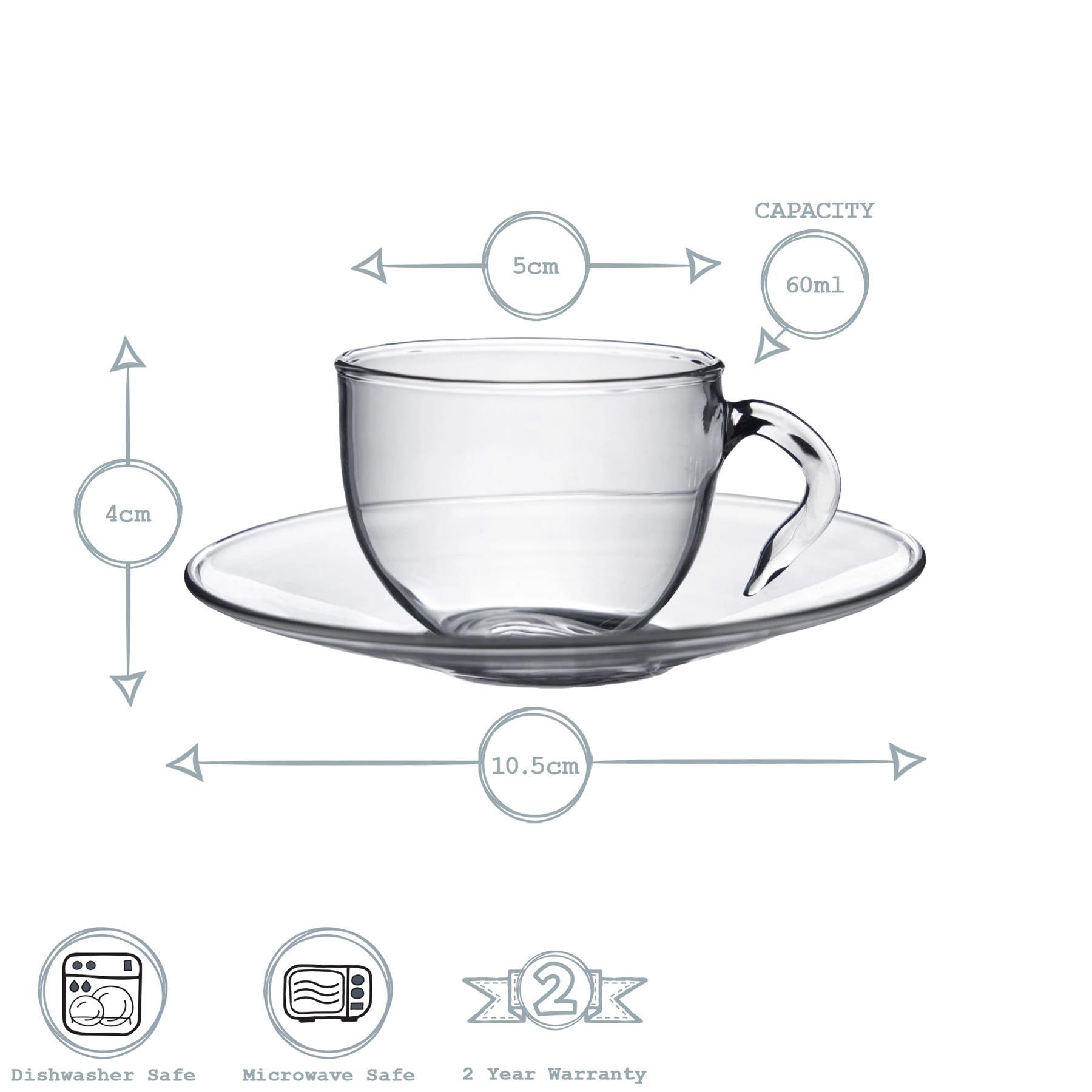 60ml Minimus Glass Espresso Cup & Saucer Set - 6 Sets