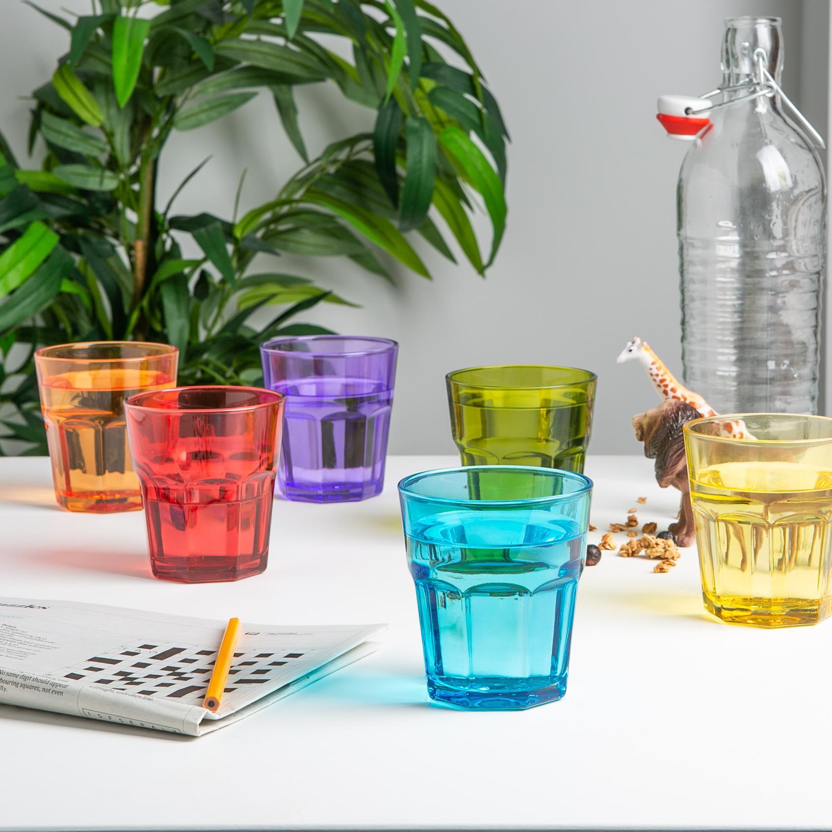 305ml Coloured Water Glasses - Pack of Six