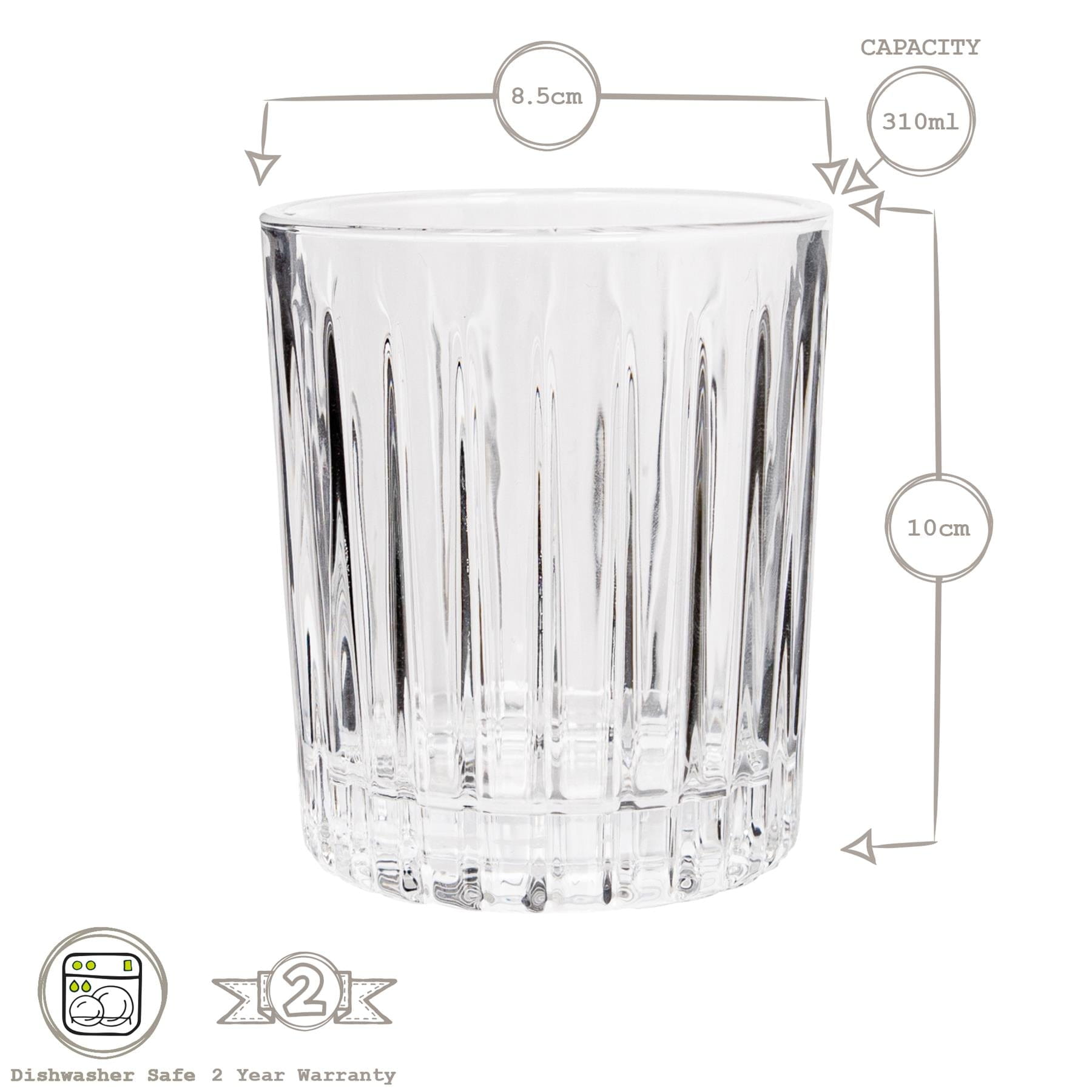 310ml Fluted Whisky Glasses - Pack of 2