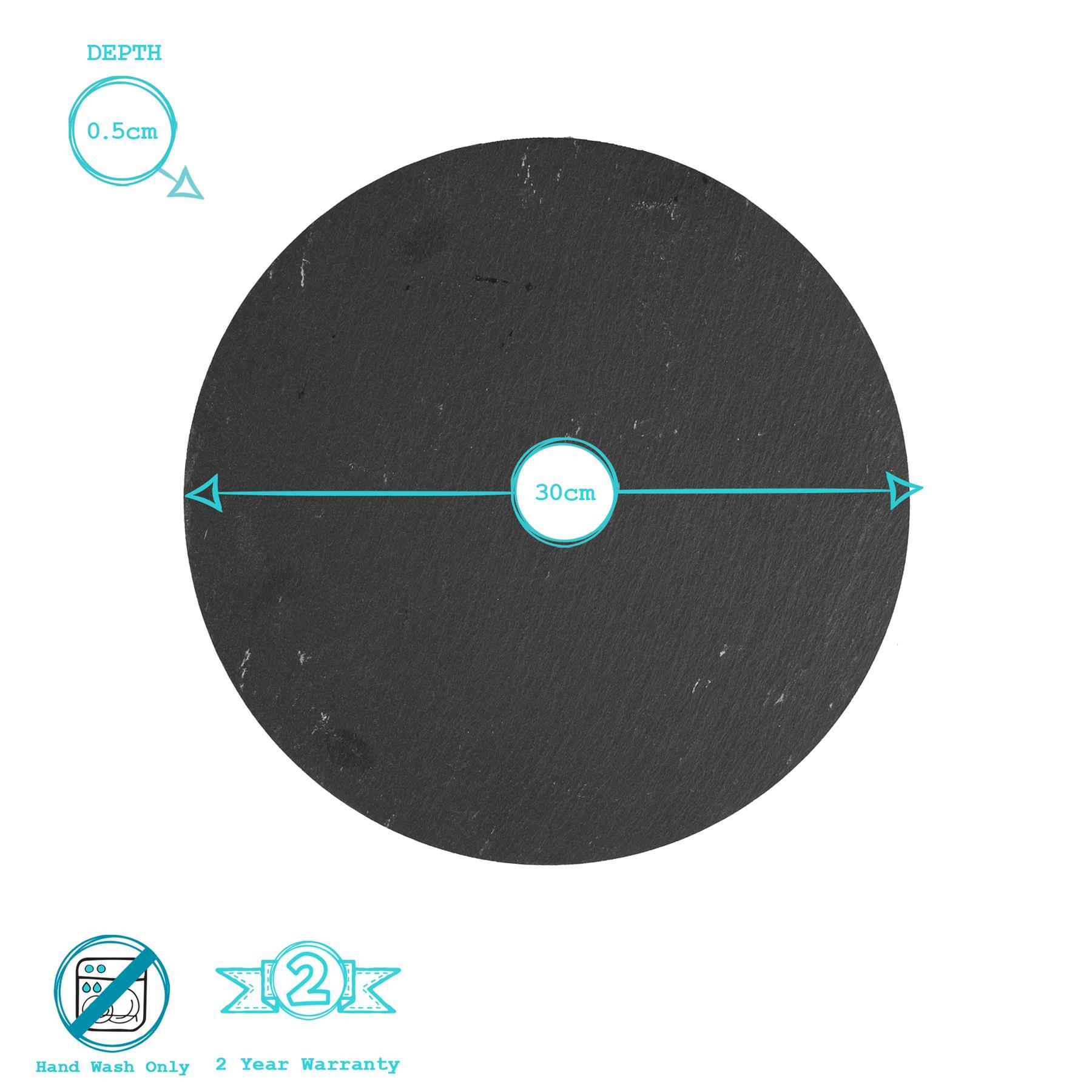 30cm Black Round Linea Slate Placemats - Pack of Six