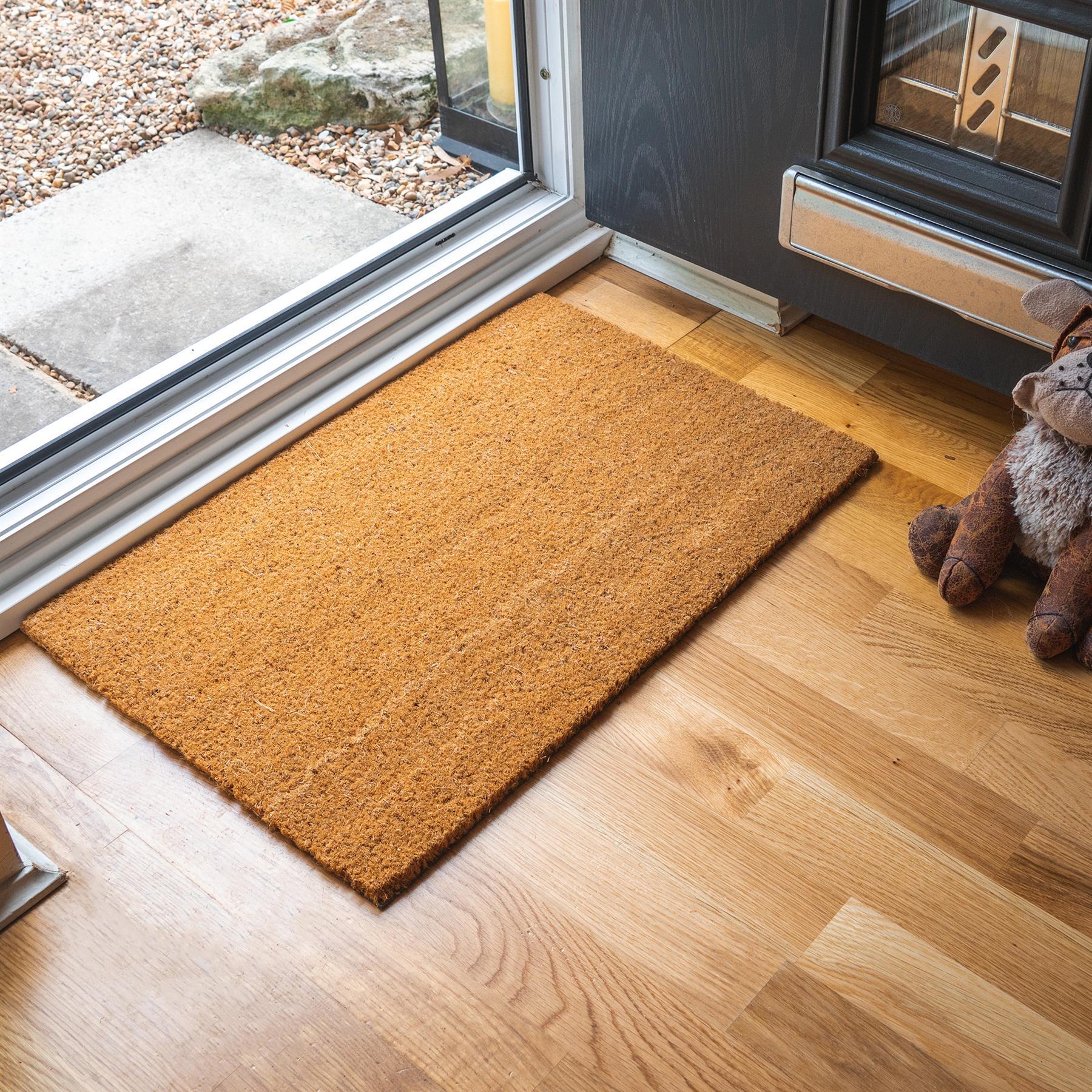 Nicola Spring Non-Slip Coir Door Mat - 70 x 40cm - Plain Exterior Doorstep
