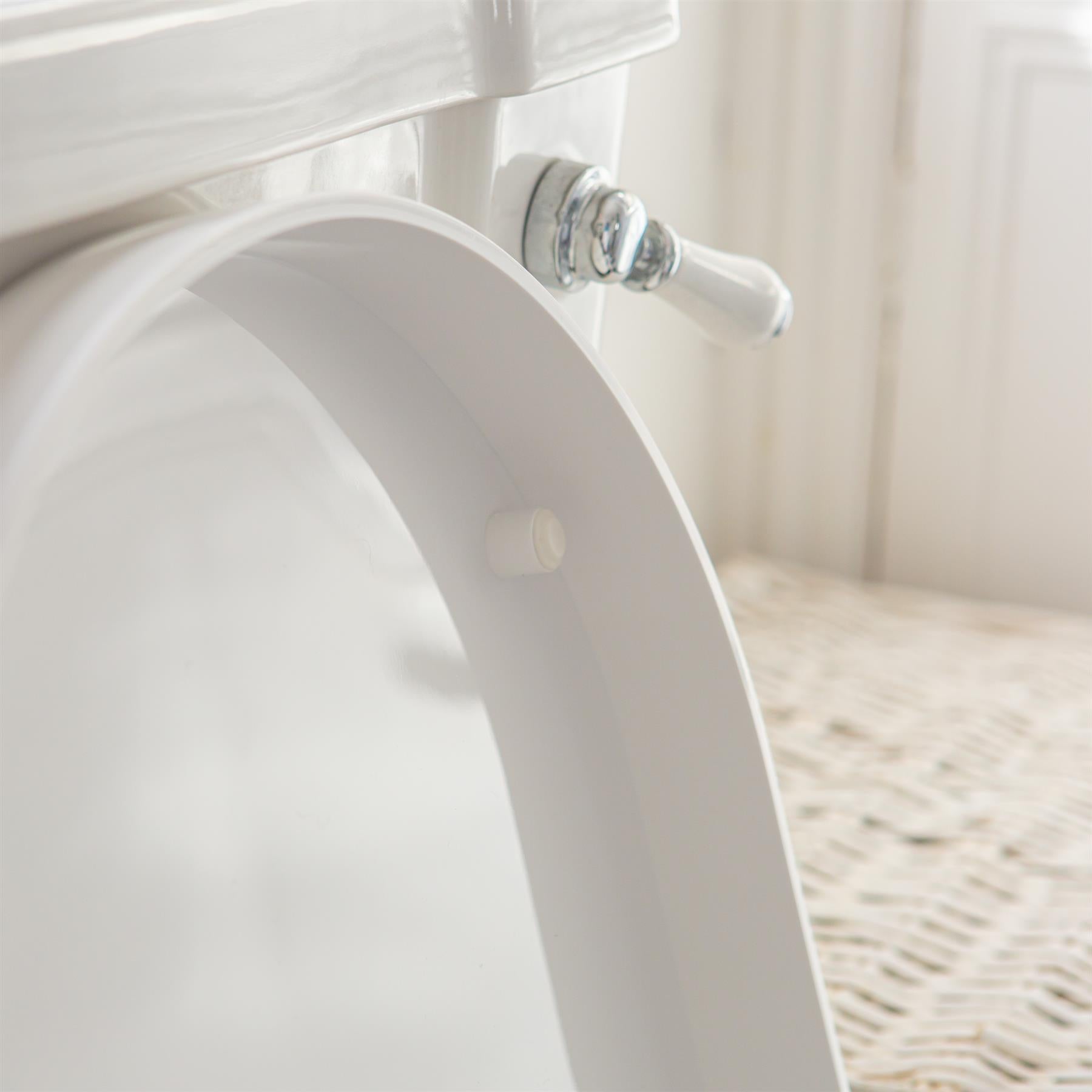 White Square Antibacterial Soft Close Standard Toilet Seat