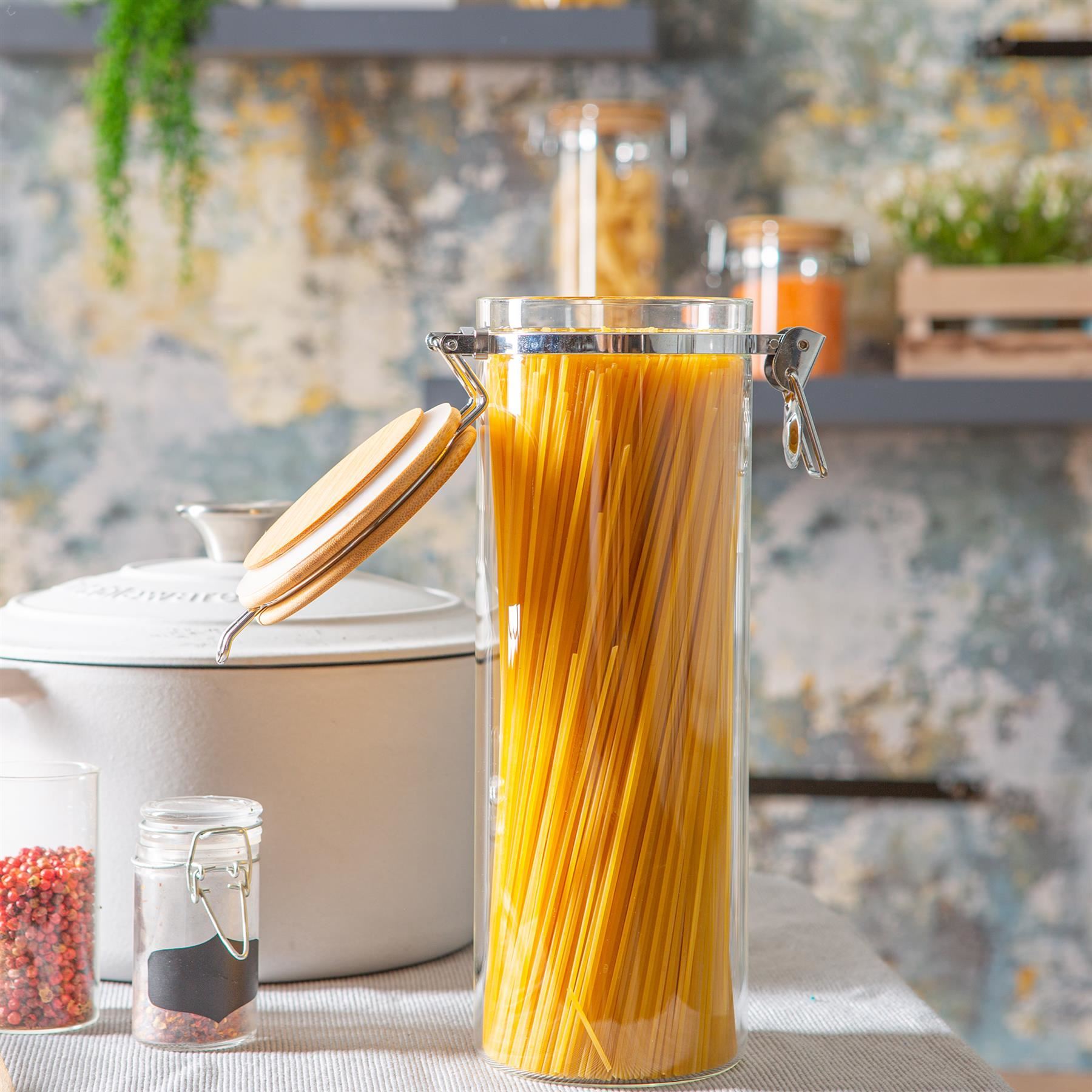 1.75L Glass Storage Jar with Wooden Clip Lid