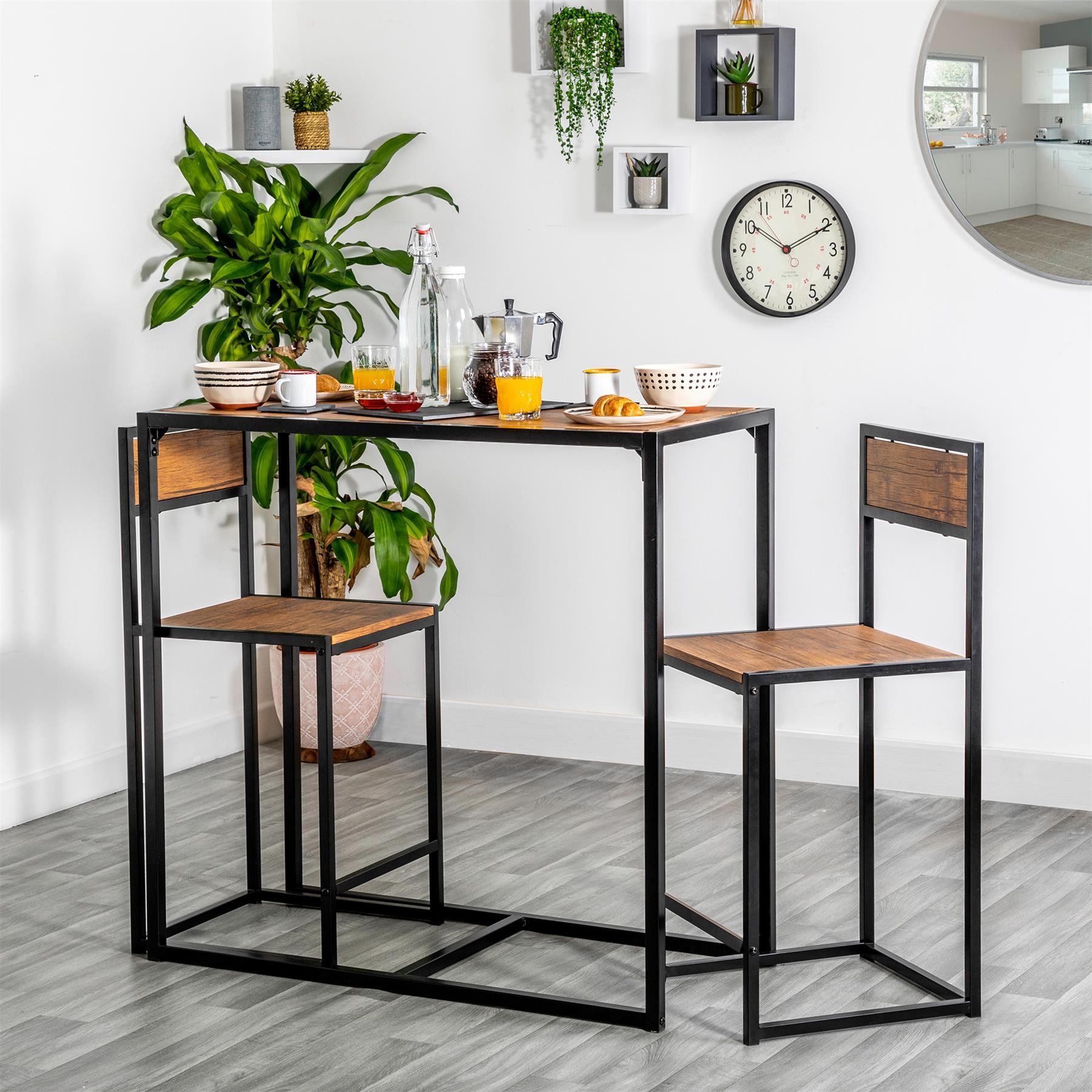 Two-Seater Brown Breakfast Bar Set