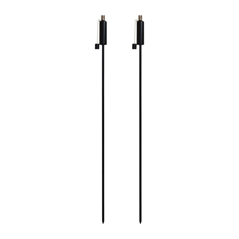 1.46m Metal Round Garden Fire Torches - Pack of 2  - By Harbour Housewares