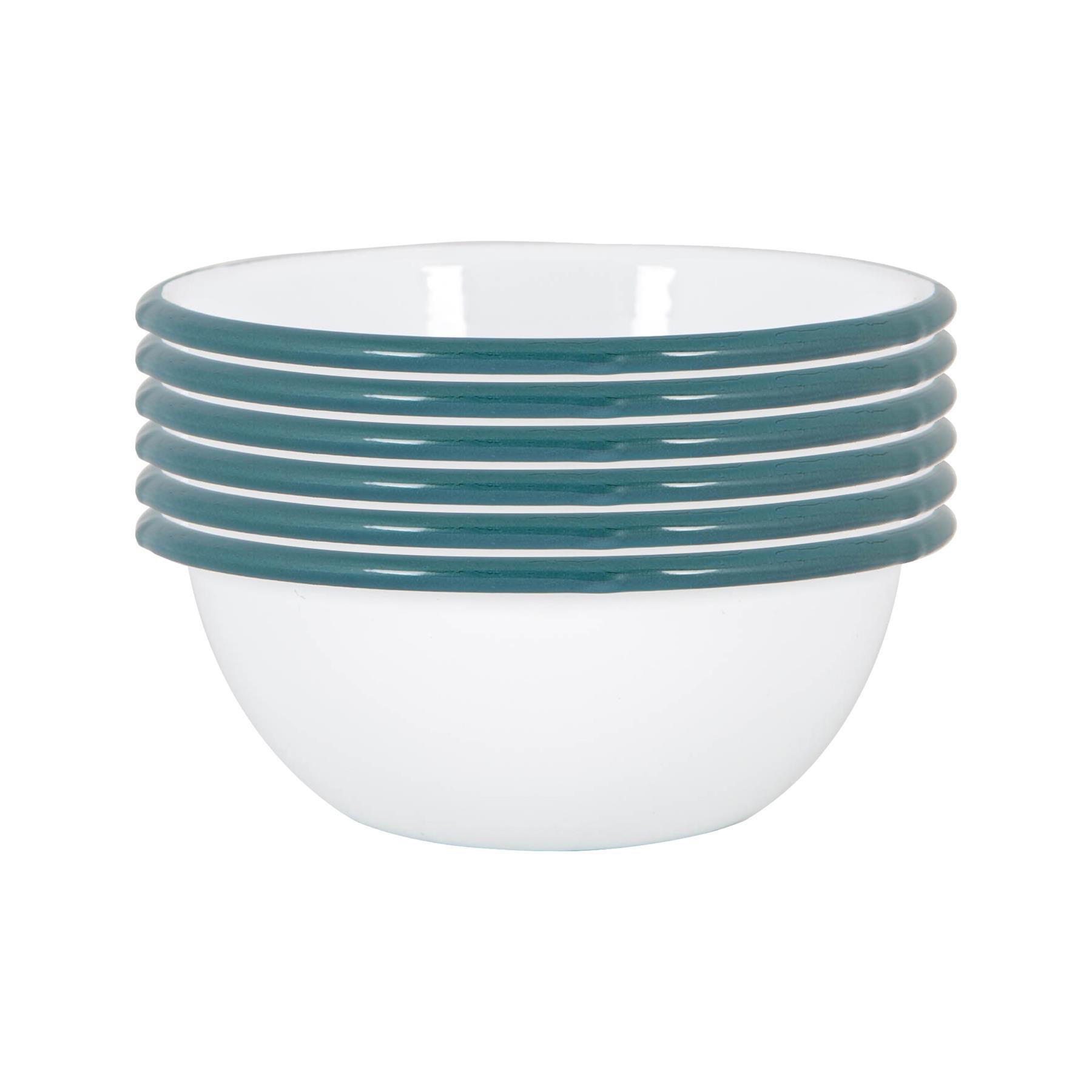 16cm White Enamel Bowls - Pack of Six
