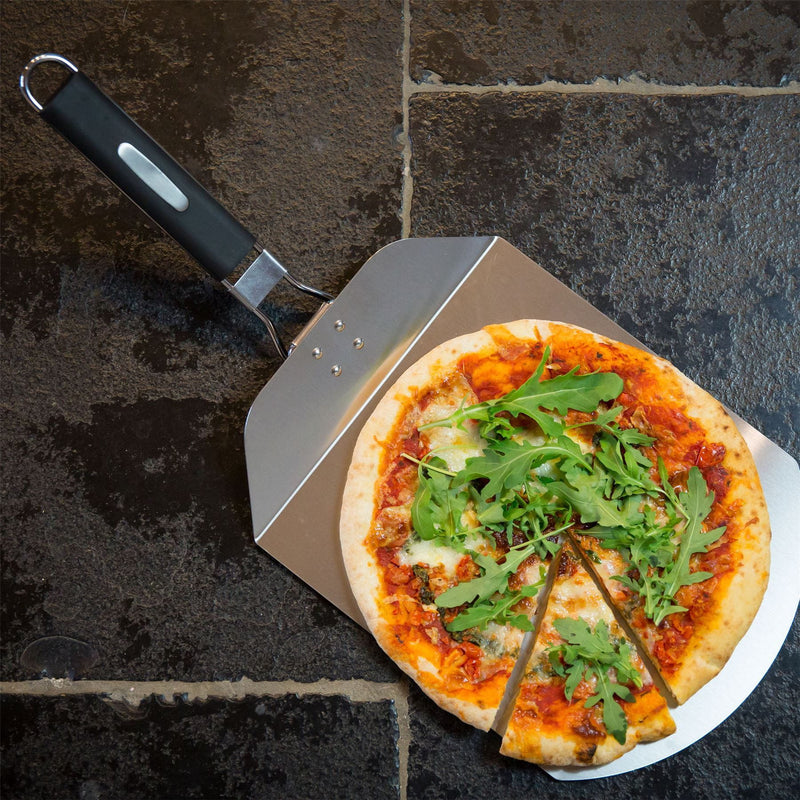 10" Stainless Steel Folding Pizza Peel with Rubber Handle - By Argon Tableware