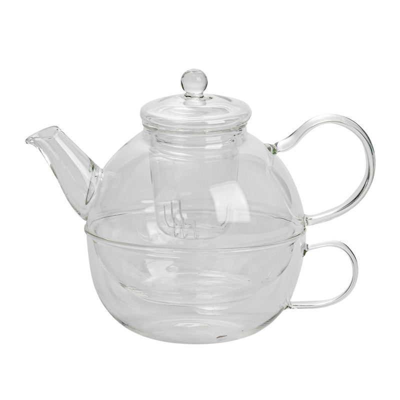 Argon Tableware Modern Glass Teapot and Cup Set for One