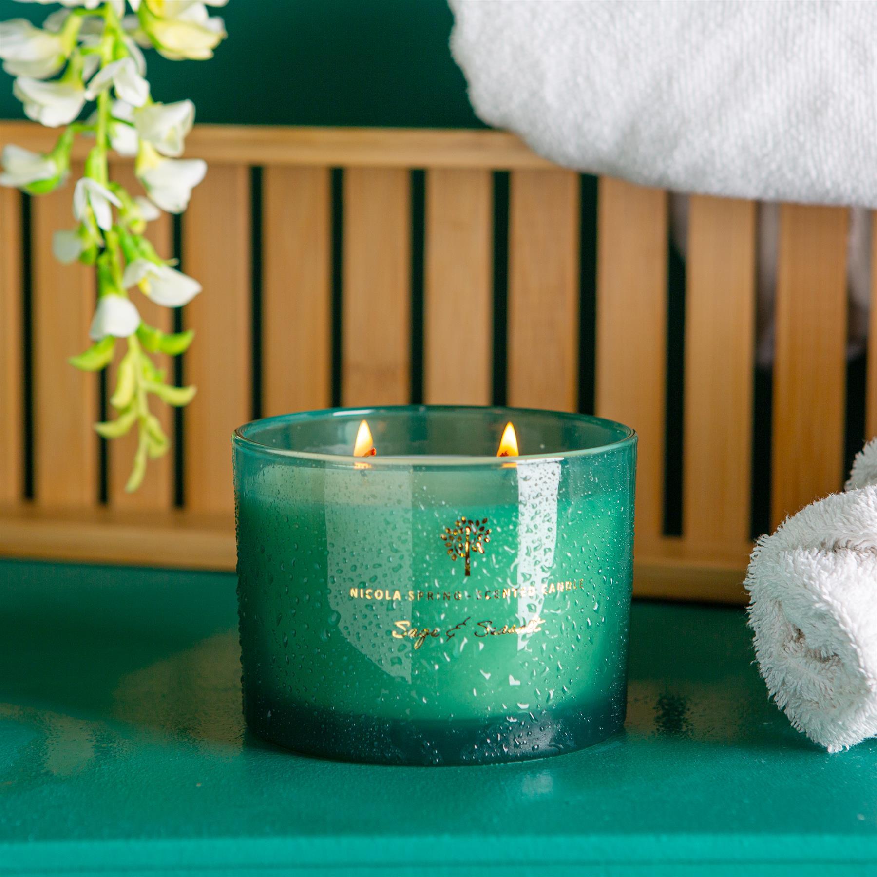 350g Double Wick Sage & Seasalt Soy Wax Scented Candle