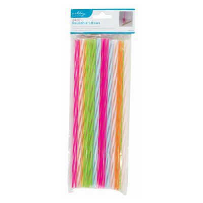Multi Stripe 23cm Reusable Straws - Pack of 24 - By Ashley