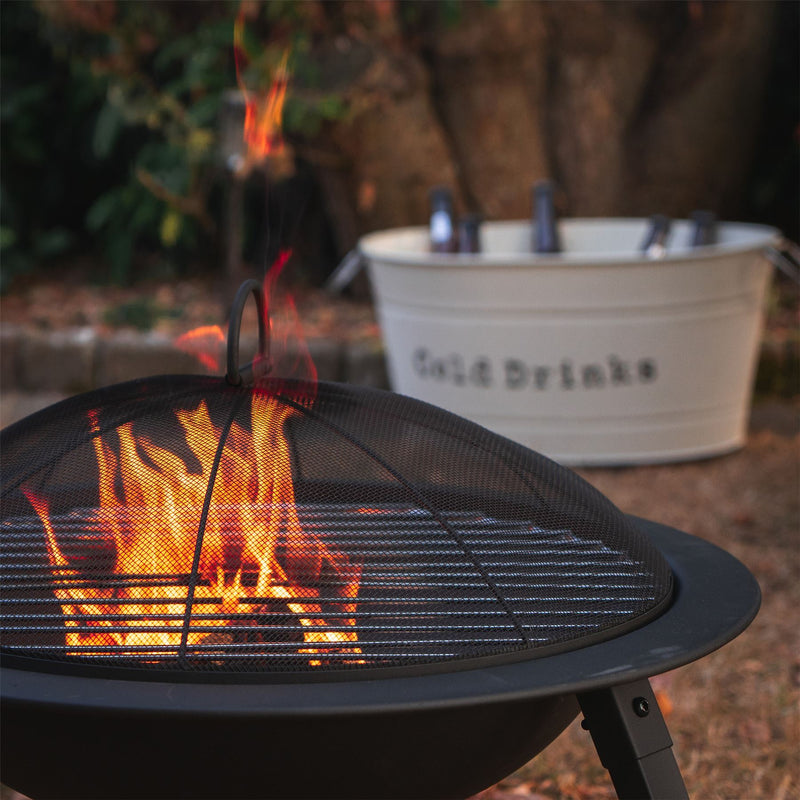 54cm Steel Garden Fire Pit with Grill & Spark Guard - By Harbour Housewares
