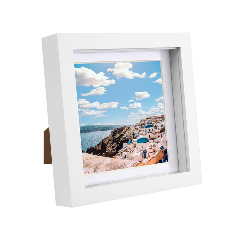 6" x 6" White 3D Box Photo Frame with 4" x 4" Mount - By Nicola Spring
