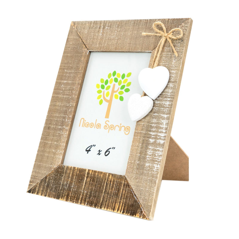 4" x 6" Wooden Standing Photo Frame with Hearts - By Nicola Spring