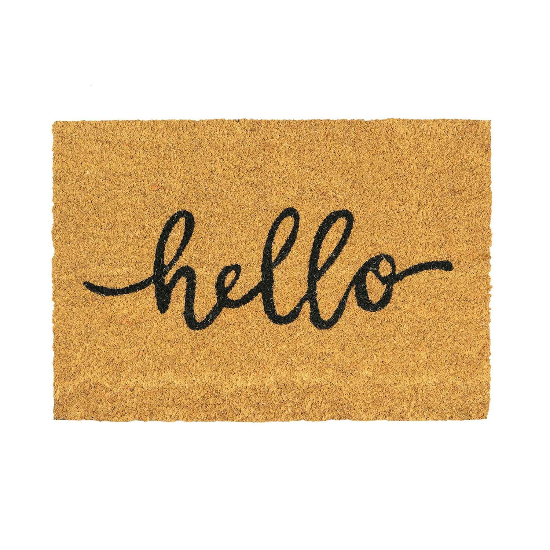 60cm x 40cm Brown Hello Coir Door Mat