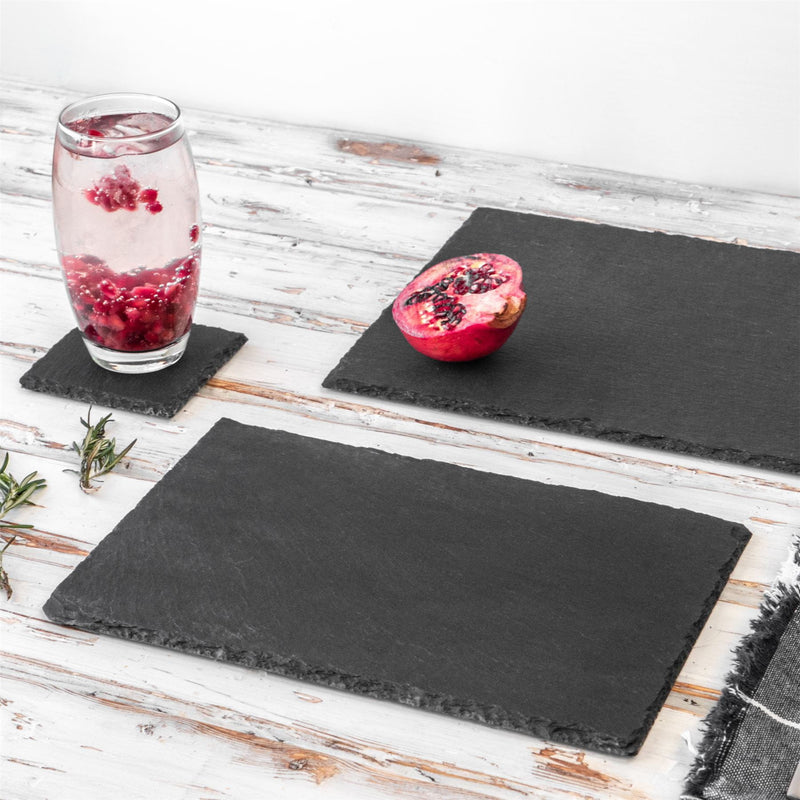 30cm x 20cm Rectangle Slate Placemats - Pack of Six - By Argon Tableware