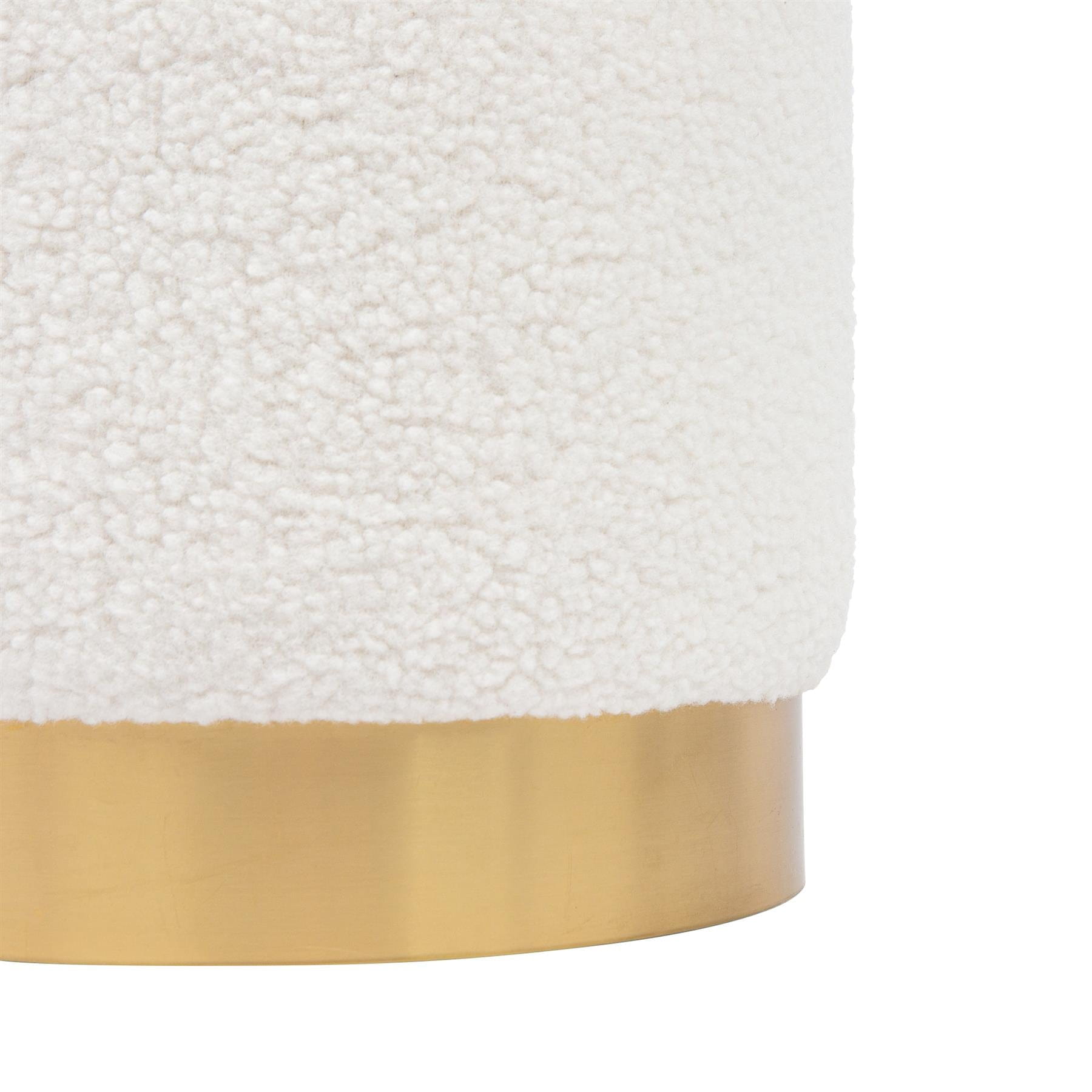 Cream H36 x D29cm Round Boucle Footstool