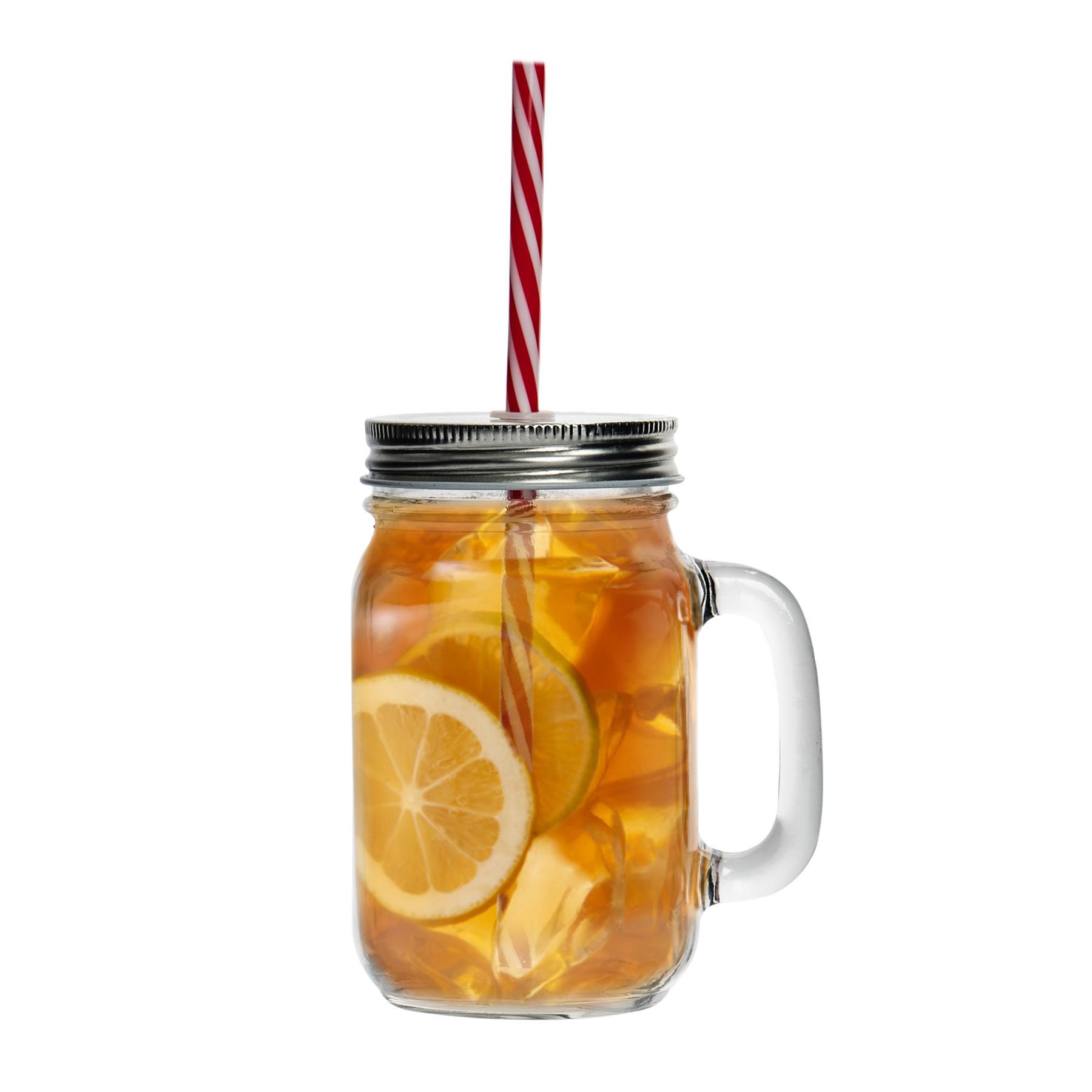 450ml Mason Drinking Jar Glasses with Straws - Pack of Four