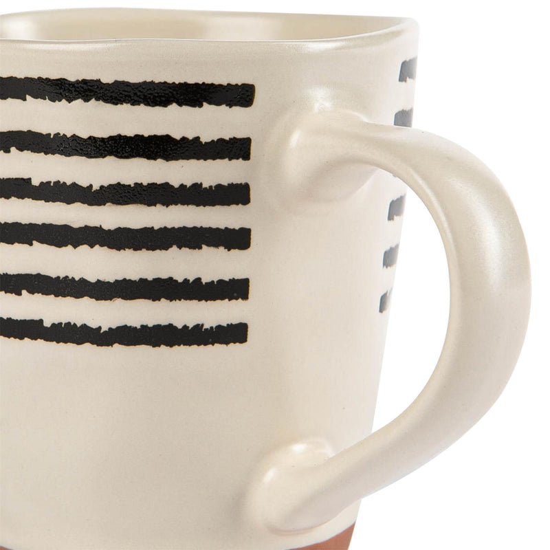 360ml Striped Rim Stoneware Coffee Mug - By Nicola Spring - Cream