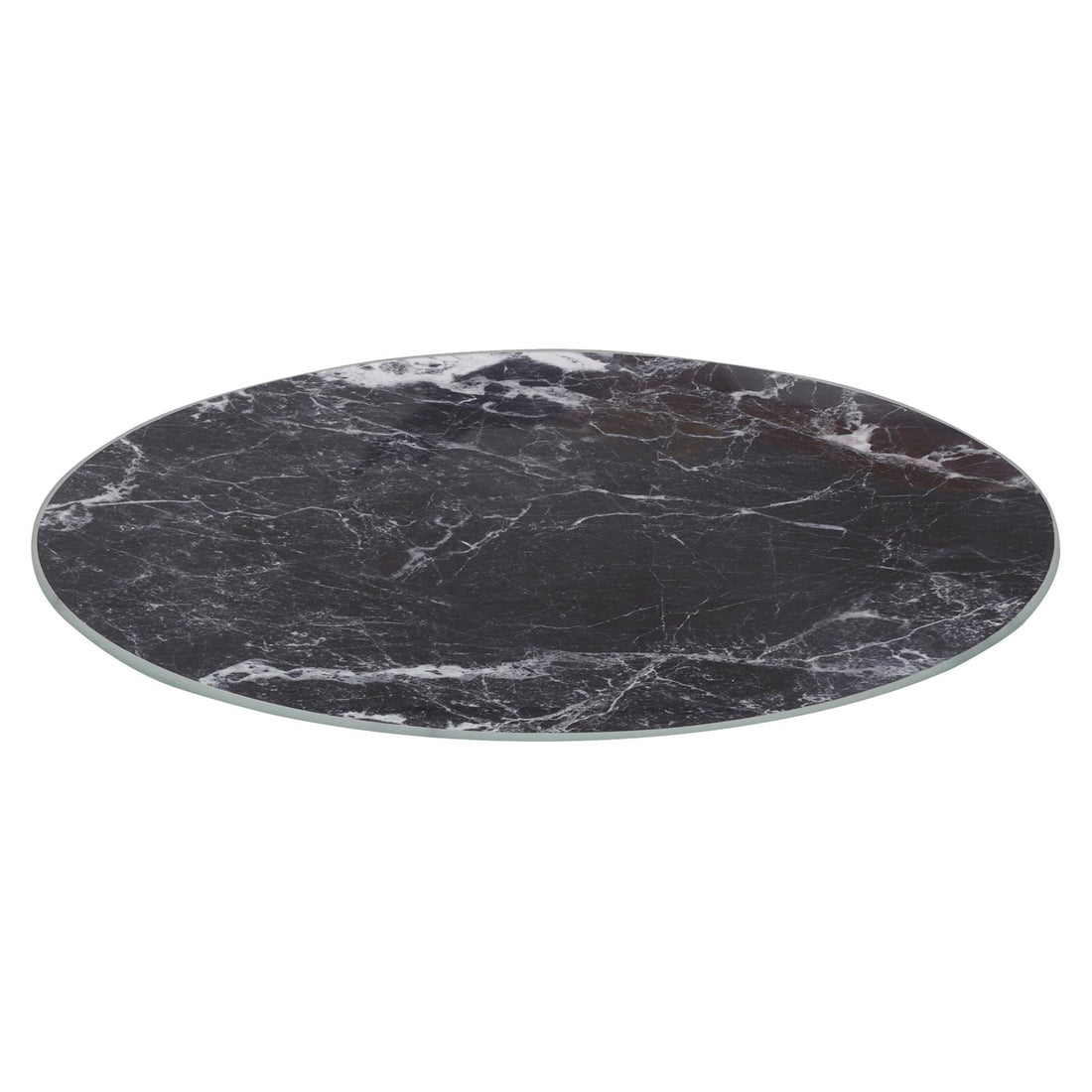 Black 30cm Round Marble-Effect Glass Chopping Board