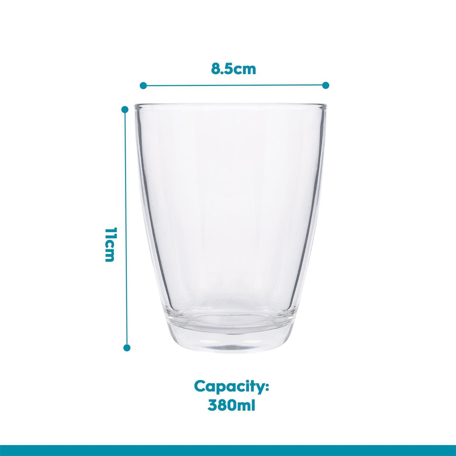 380ml Conical Glass Tumblers - Pack of Six